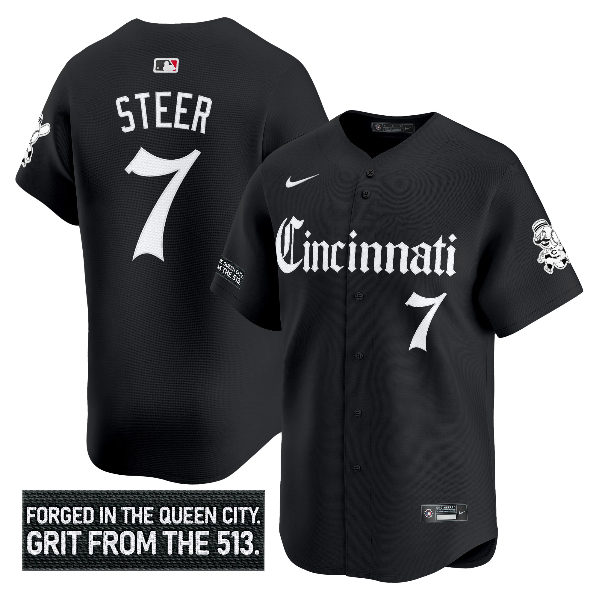 Men's Cincinnati Reds 'Gothic Queen City Edition' Vapor Premier Limited Jersey - All Stitched - Image 7