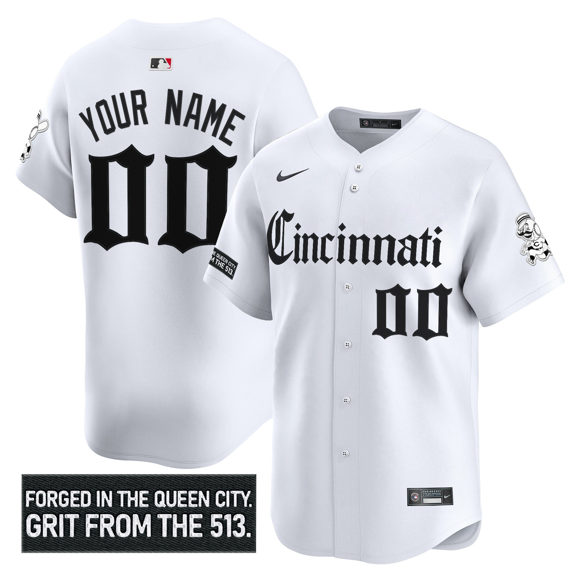 Cincinnati Reds 'Gothic Queen City Edition' Vapor Premier Limited Custom Jersey - All Stitched - Image 2