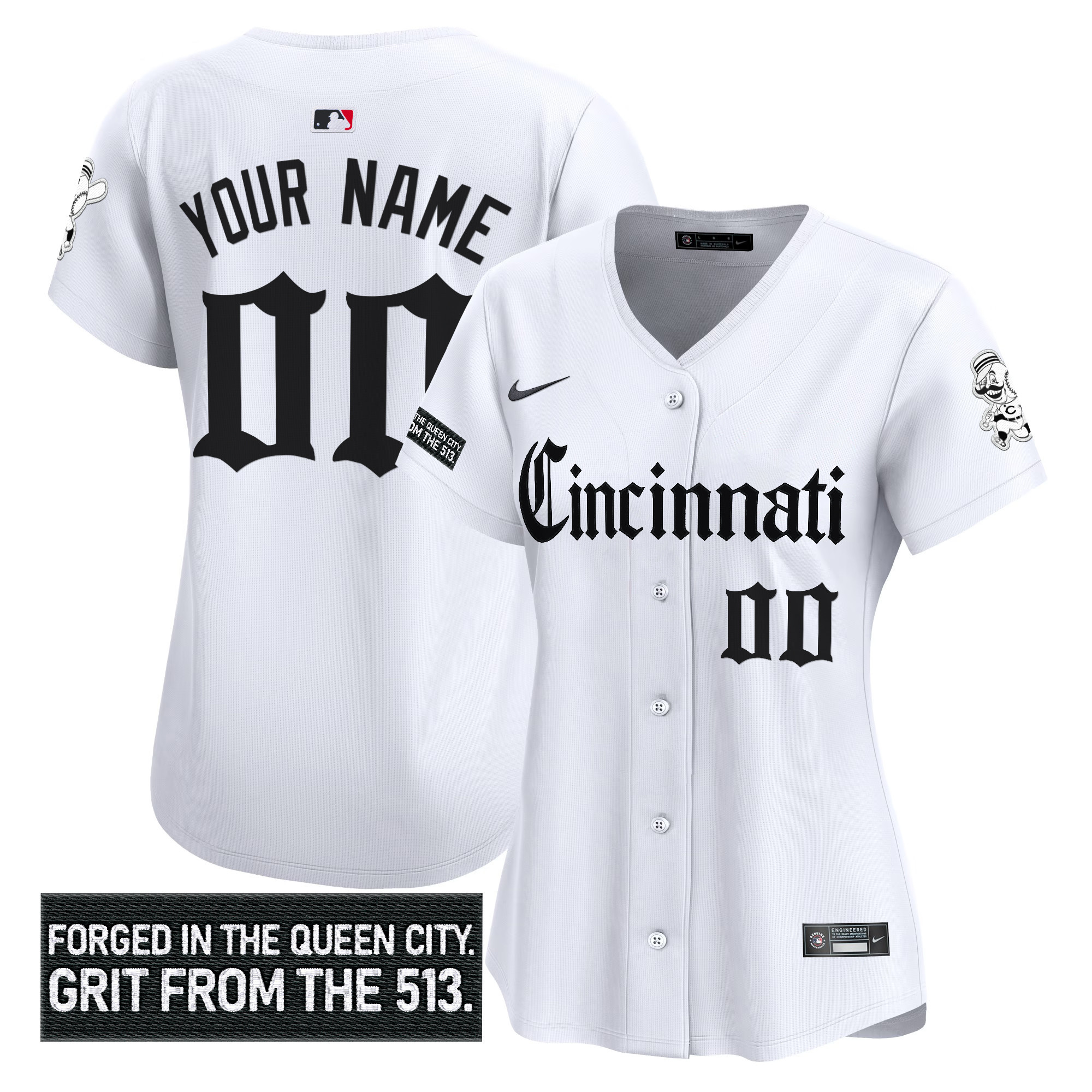 Cincinnati Reds 'Gothic Queen City Edition' Vapor Premier Limited Custom Jersey - All Stitched - Image 6
