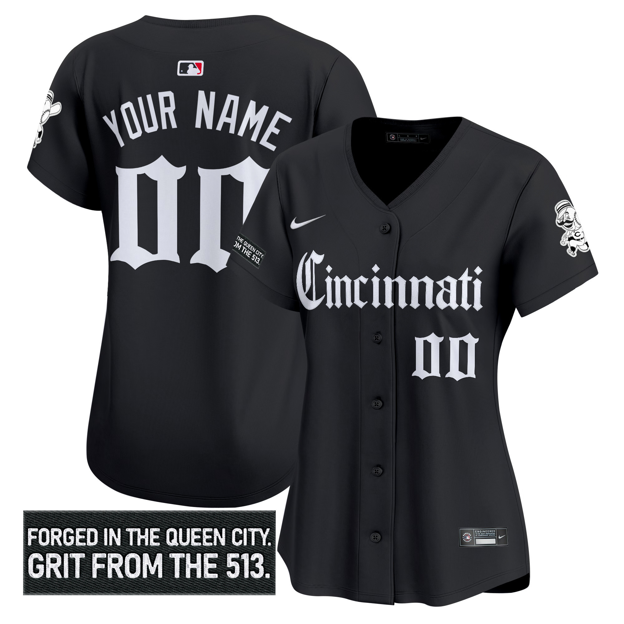 Cincinnati Reds 'Gothic Queen City Edition' Vapor Premier Limited Custom Jersey - All Stitched - Image 5