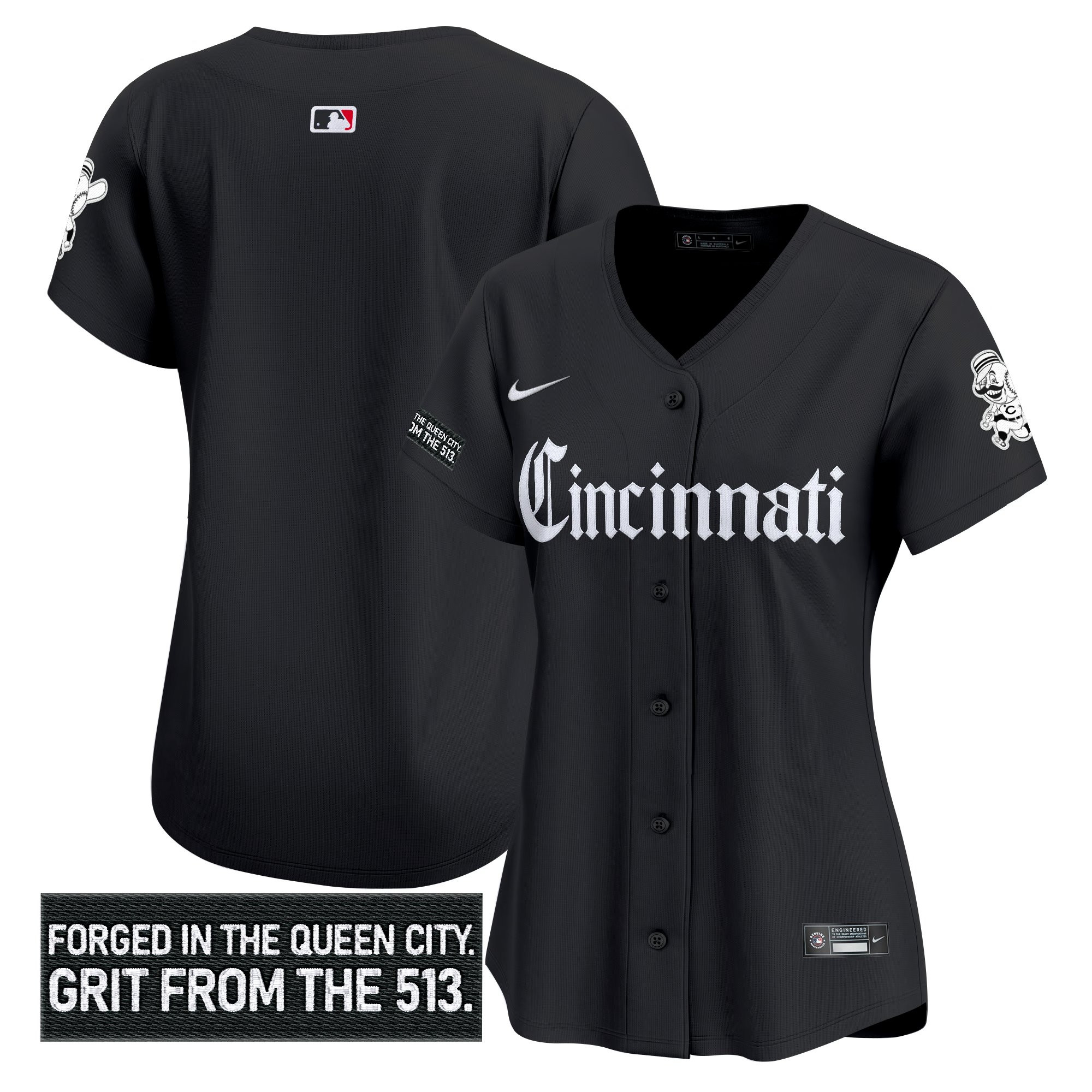 Women's Cincinnati Reds 'Gothic Queen City Edition' Vapor Premier Limited Jersey - All Stitched - Image 10
