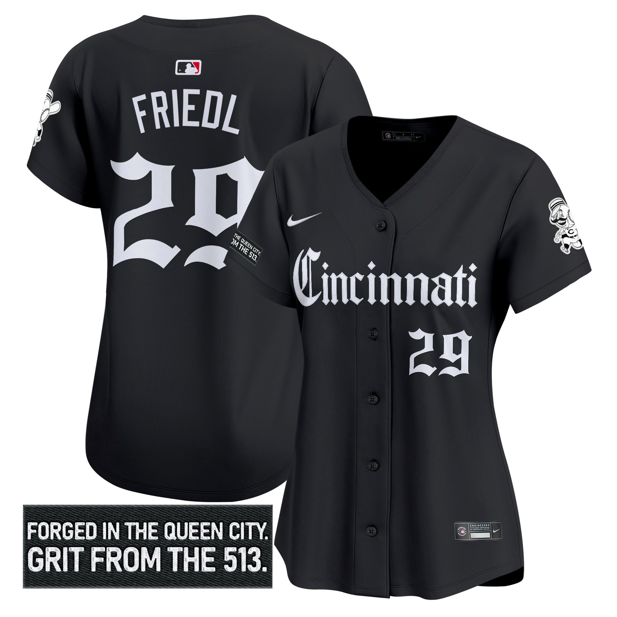 Women's Cincinnati Reds 'Gothic Queen City Edition' Vapor Premier Limited Jersey - All Stitched - Image 6