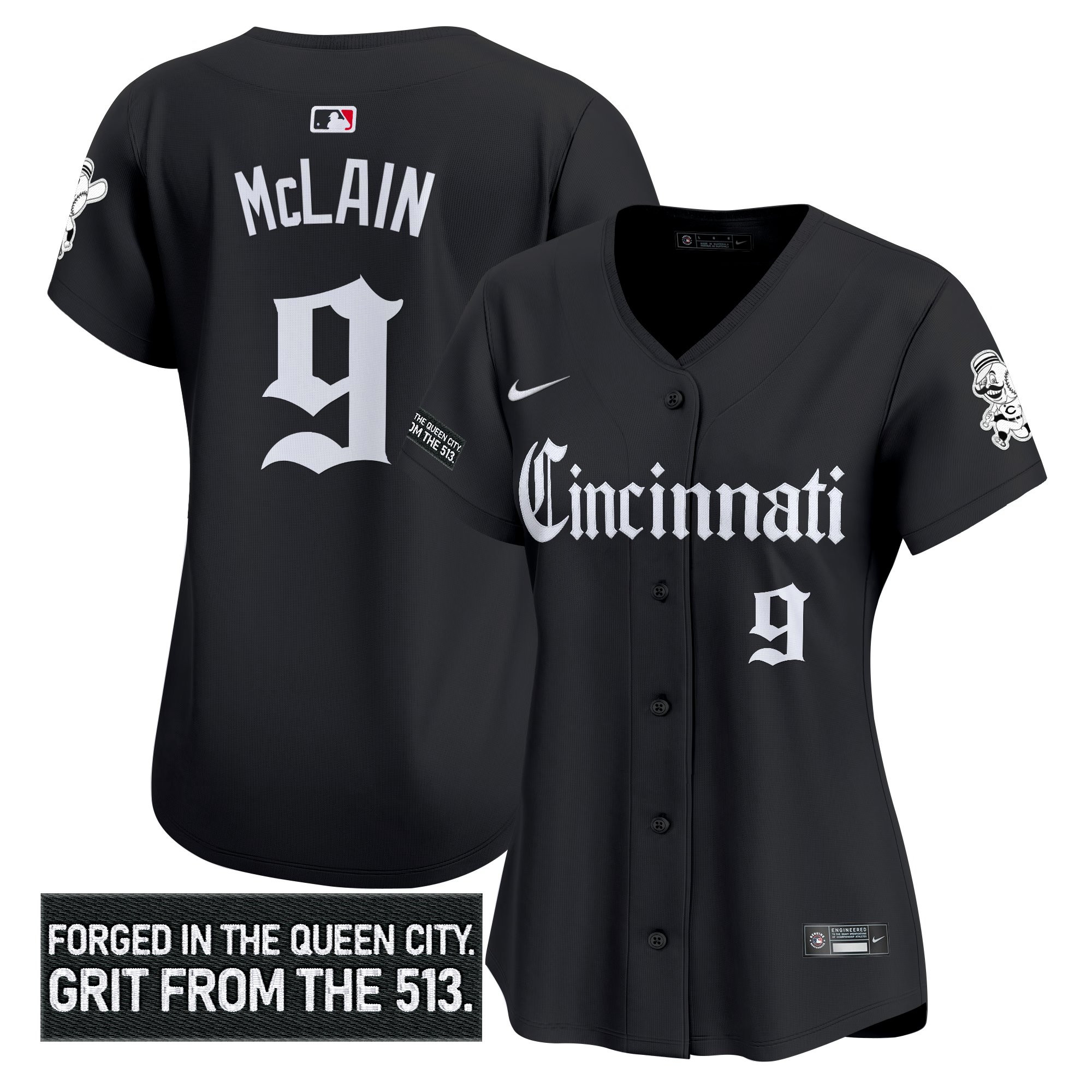 Women's Cincinnati Reds 'Gothic Queen City Edition' Vapor Premier Limited Jersey - All Stitched - Image 8