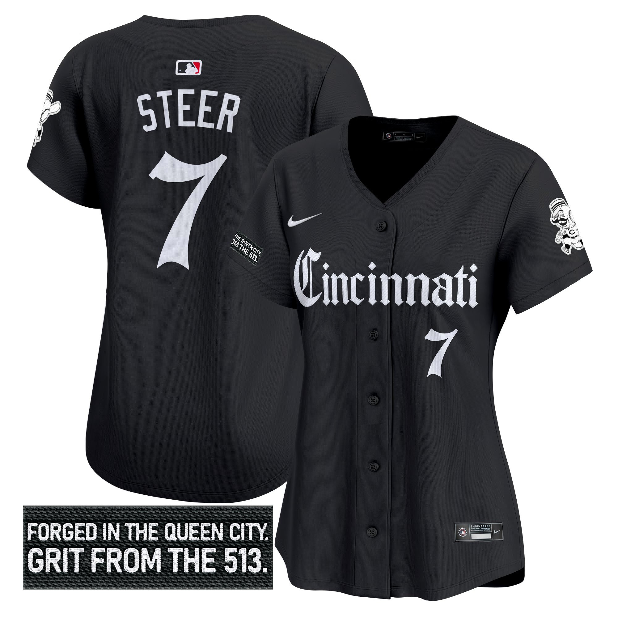 Women's Cincinnati Reds 'Gothic Queen City Edition' Vapor Premier Limited Jersey - All Stitched - Image 7