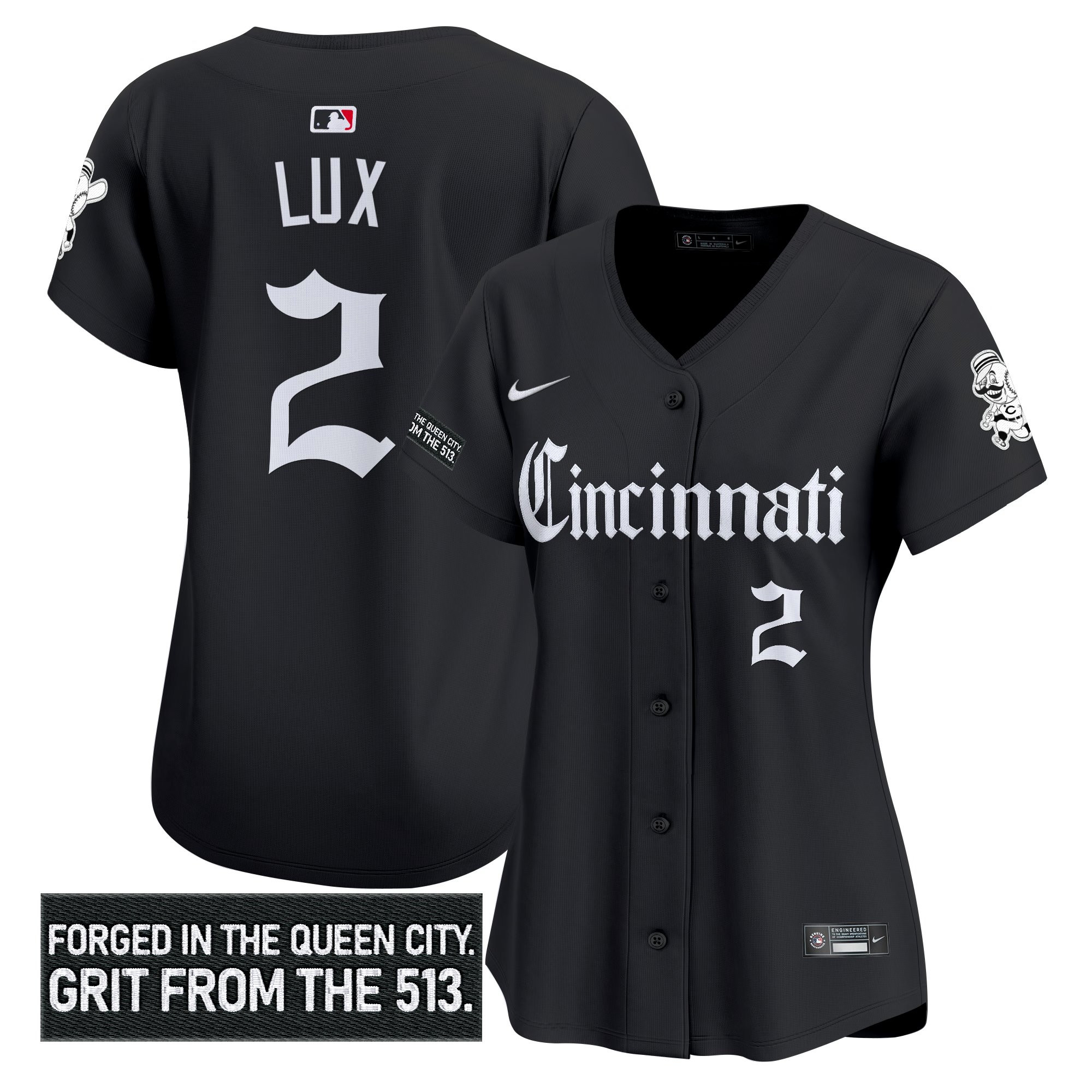 Women's Cincinnati Reds 'Gothic Queen City Edition' Vapor Premier Limited Jersey - All Stitched - Image 5