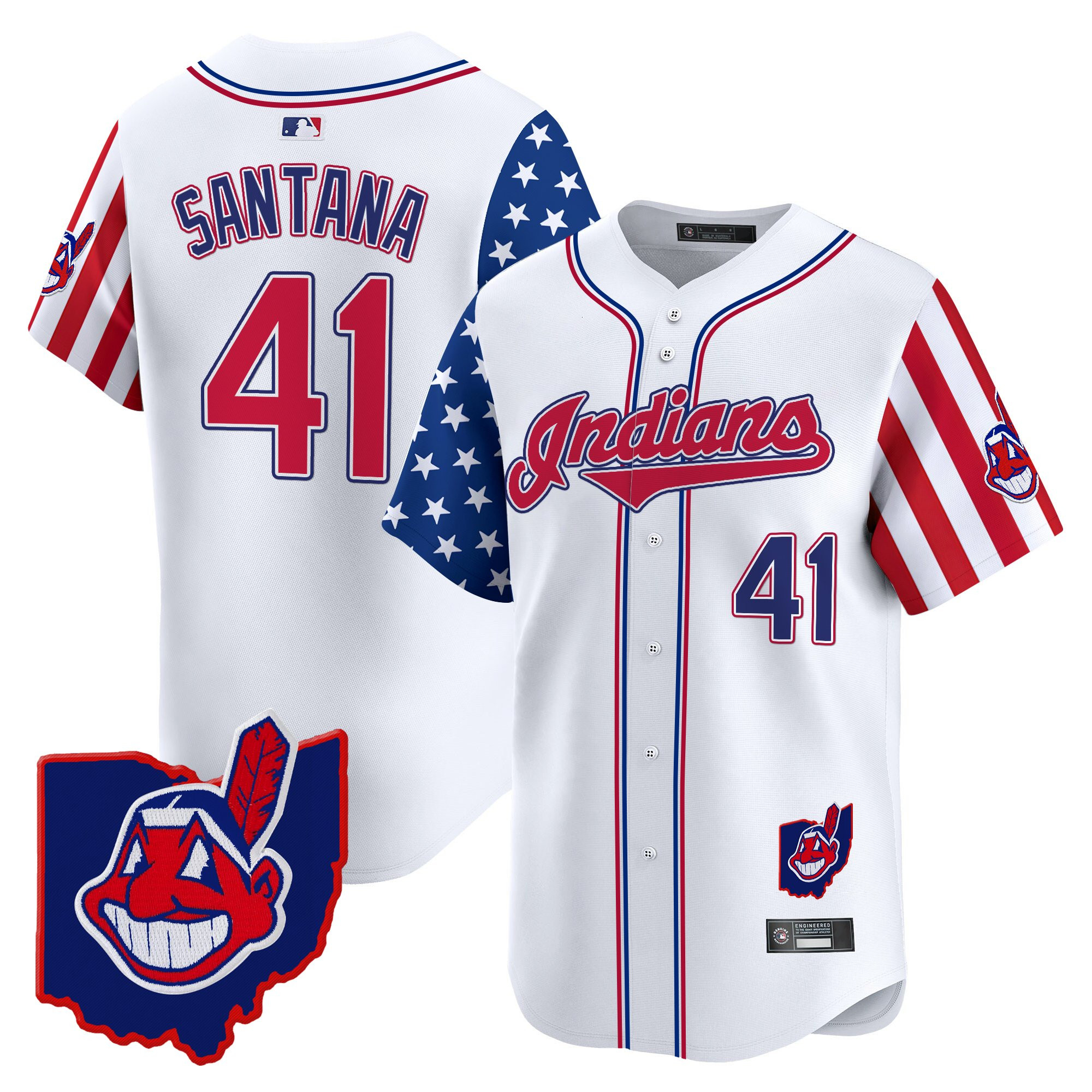 Men's Cleveland Indians 2025 Independence Day Vapor Premier Limited Jersey - All Stitched - Image 6