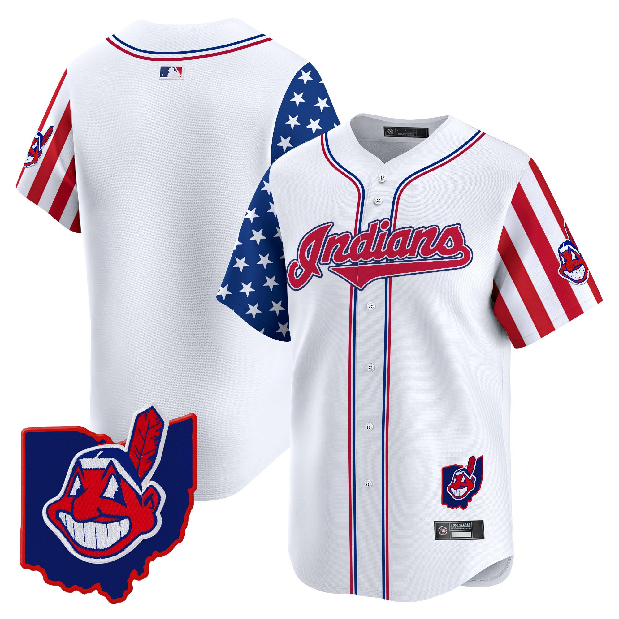 Men's Cleveland Indians 2025 Independence Day Vapor Premier Limited Jersey - All Stitched - Image 8