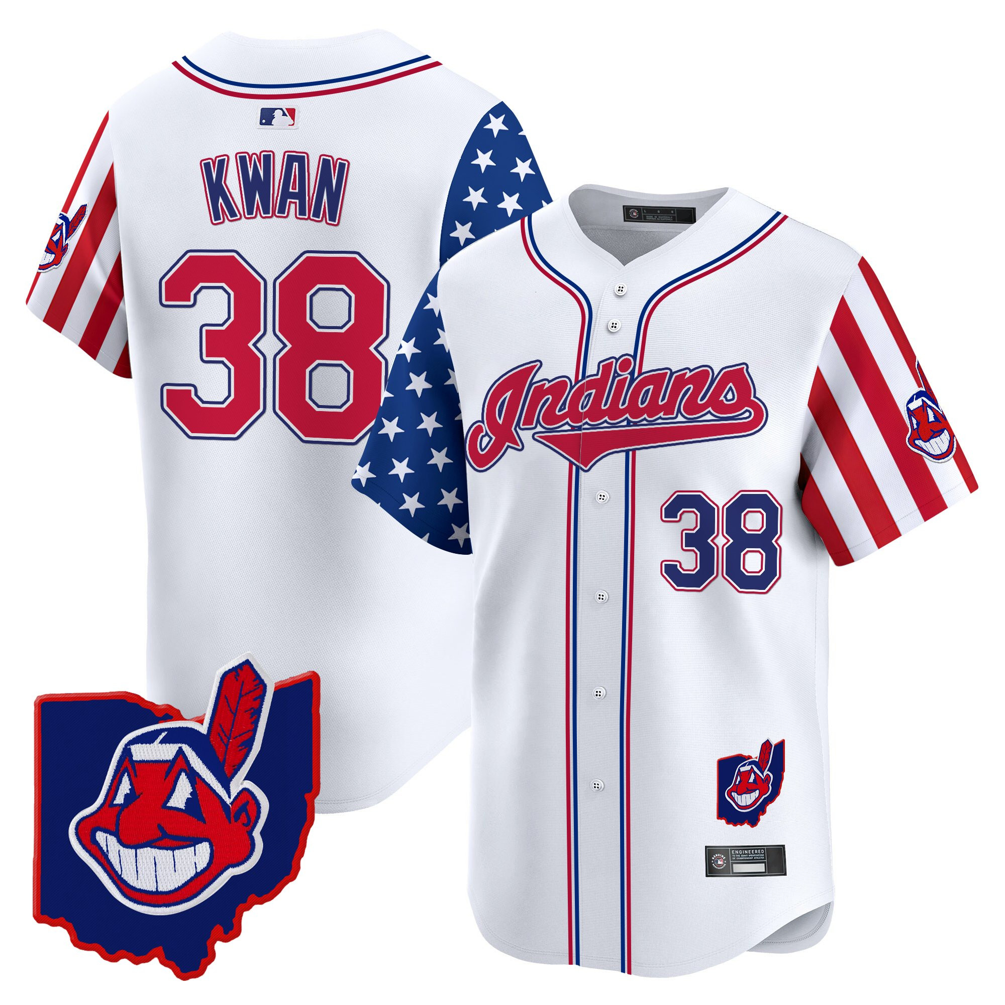 Men's Cleveland Indians 2025 Independence Day Vapor Premier Limited Jersey - All Stitched - Image 3