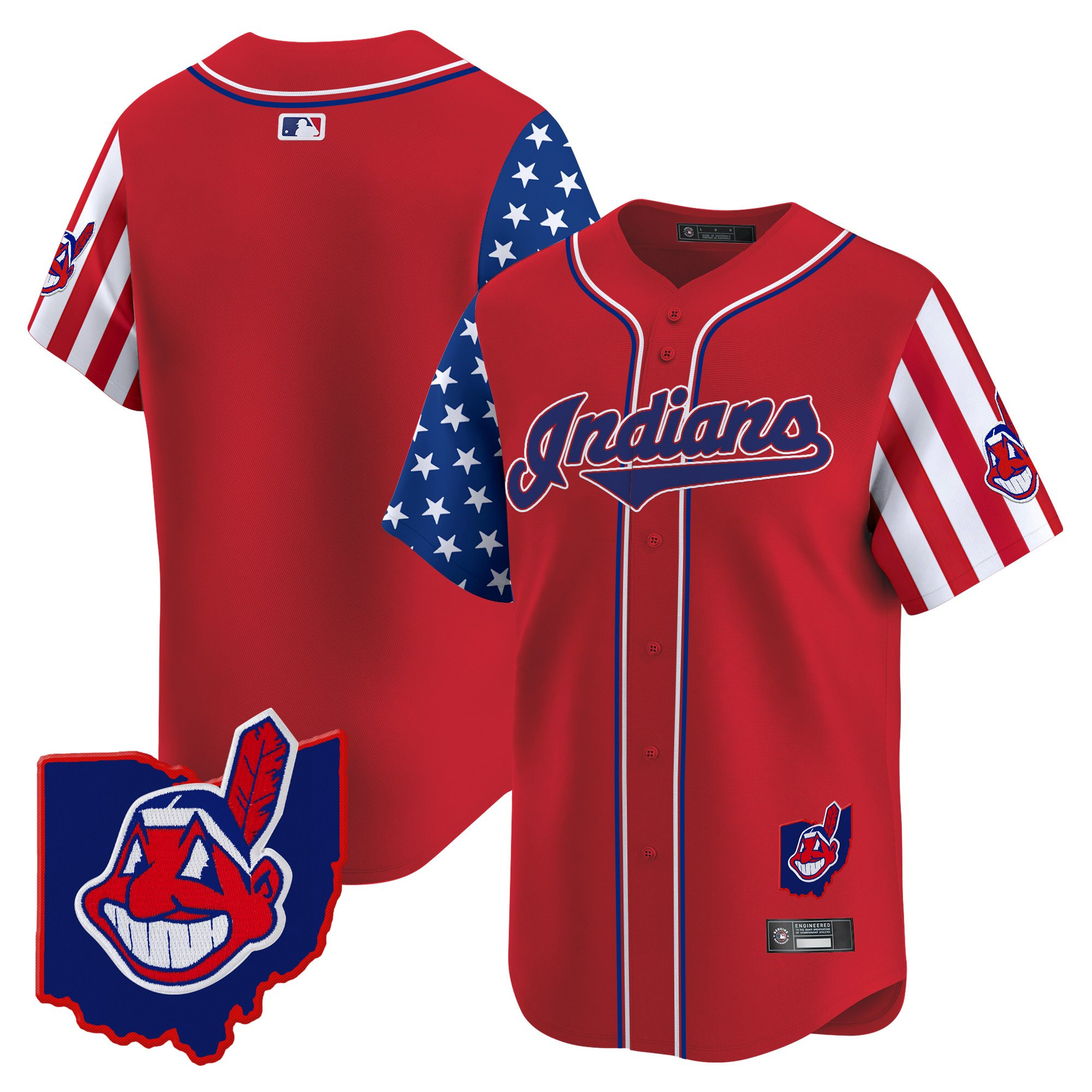 Men's Cleveland Indians 2025 Independence Day Vapor Premier Limited Jersey - All Stitched - Image 16