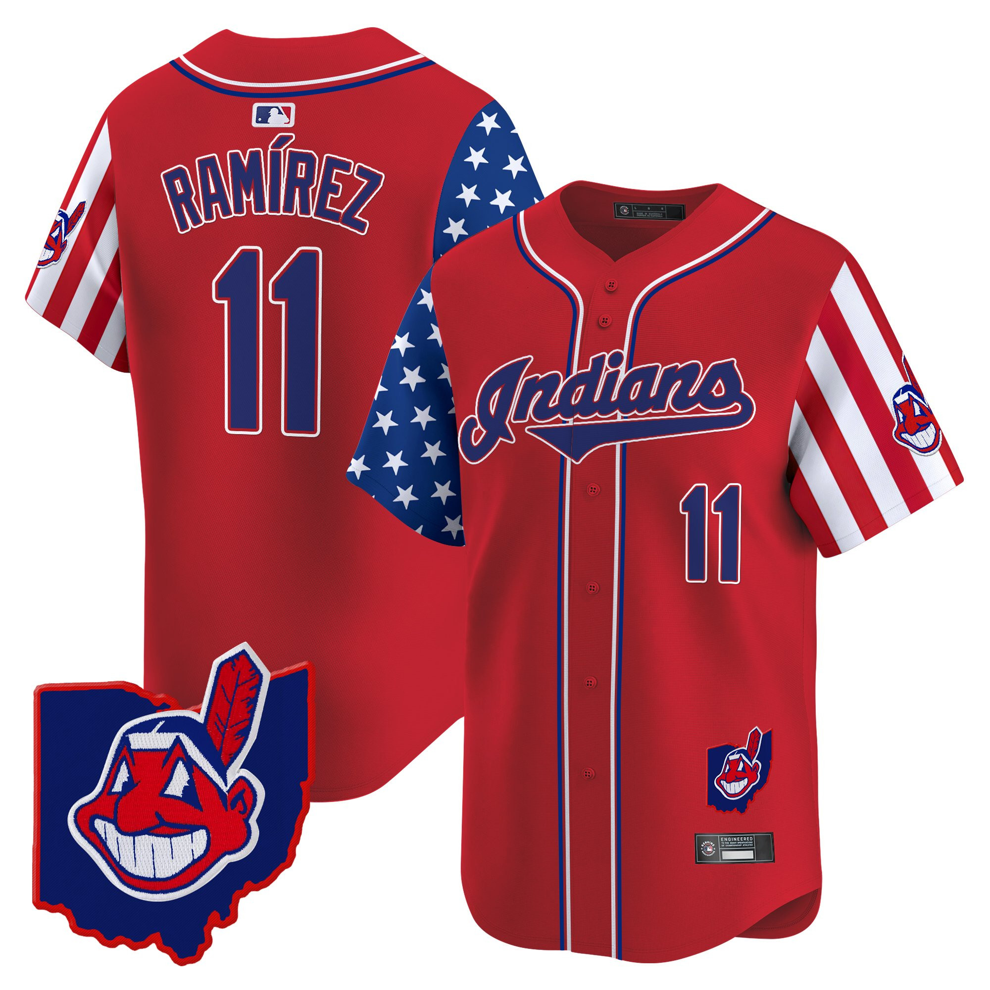 Men's Cleveland Indians 2025 Independence Day Vapor Premier Limited Jersey - All Stitched - Image 9