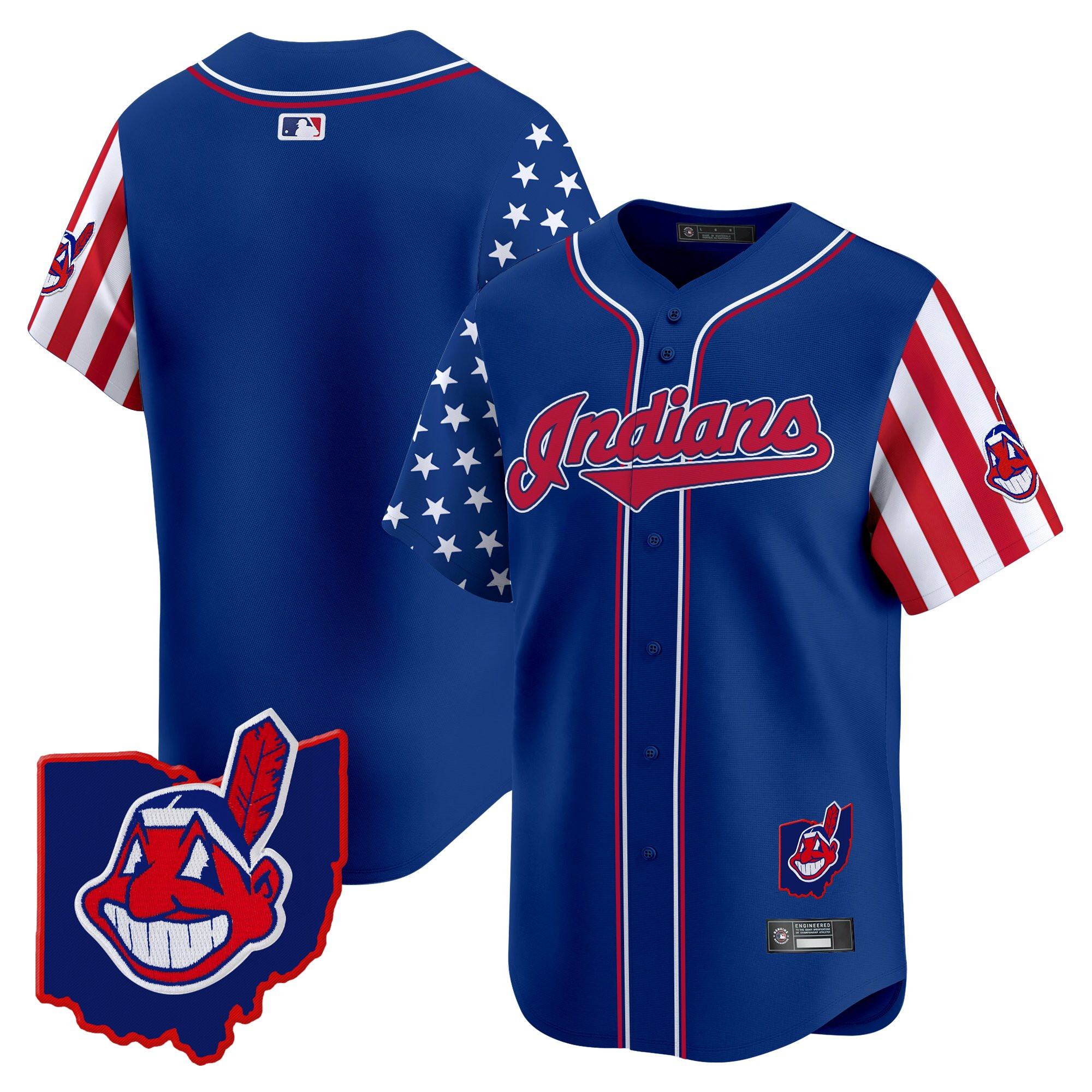 Men's Cleveland Indians 2025 Independence Day Vapor Premier Limited Jersey - All Stitched - Image 24