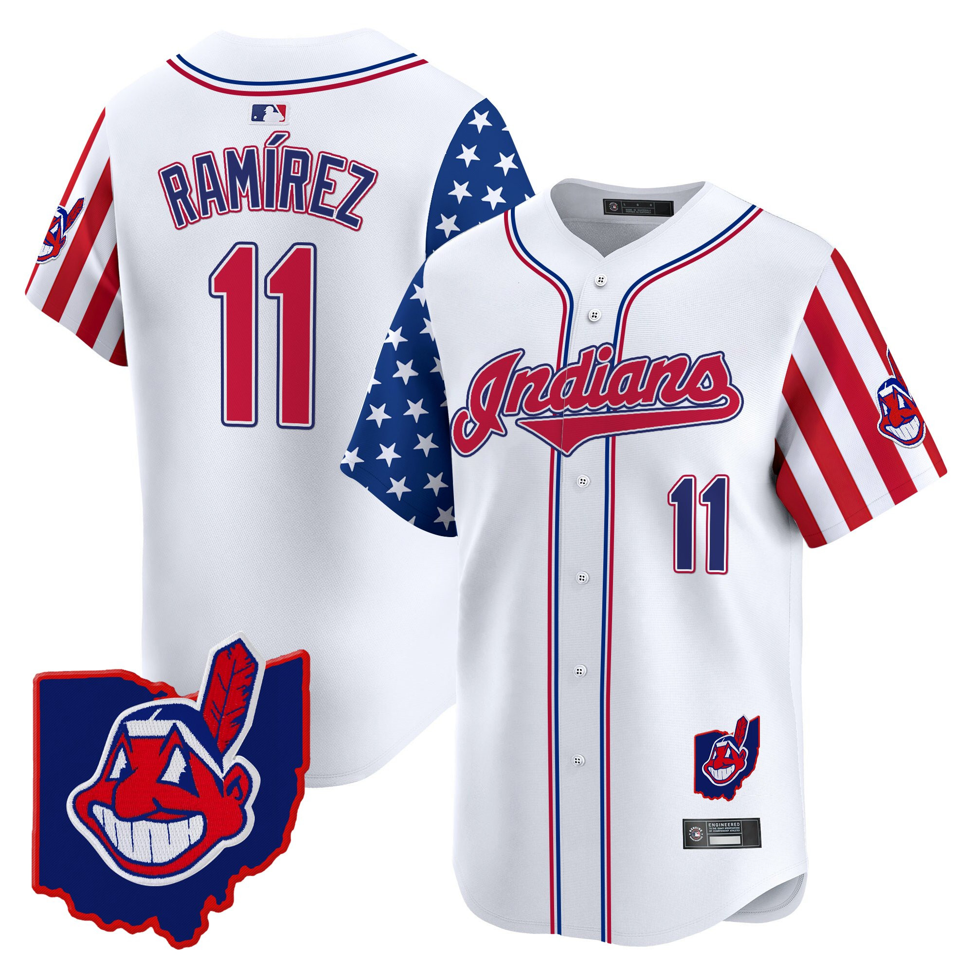 Men's Cleveland Indians 2025 Independence Day Vapor Premier Limited Jersey - All Stitched