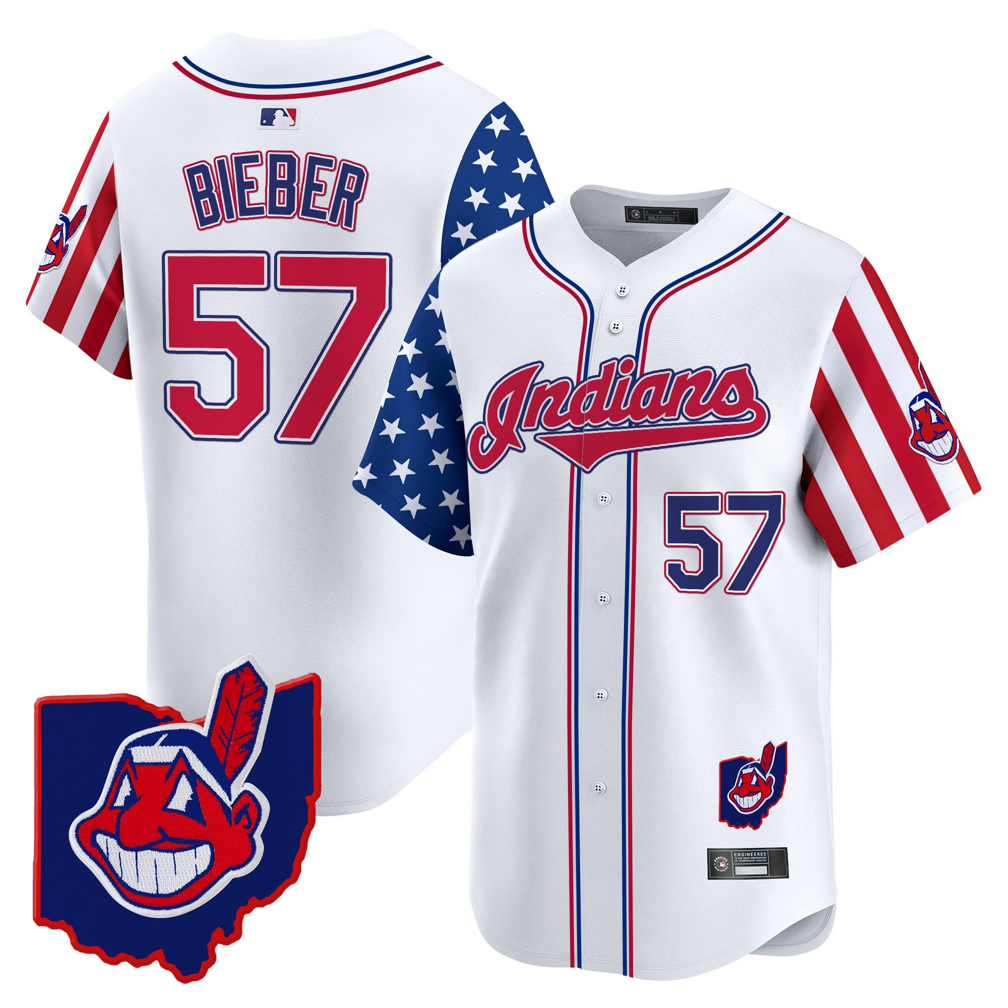 Men's Cleveland Indians 2025 Independence Day Vapor Premier Limited Jersey - All Stitched - Image 2