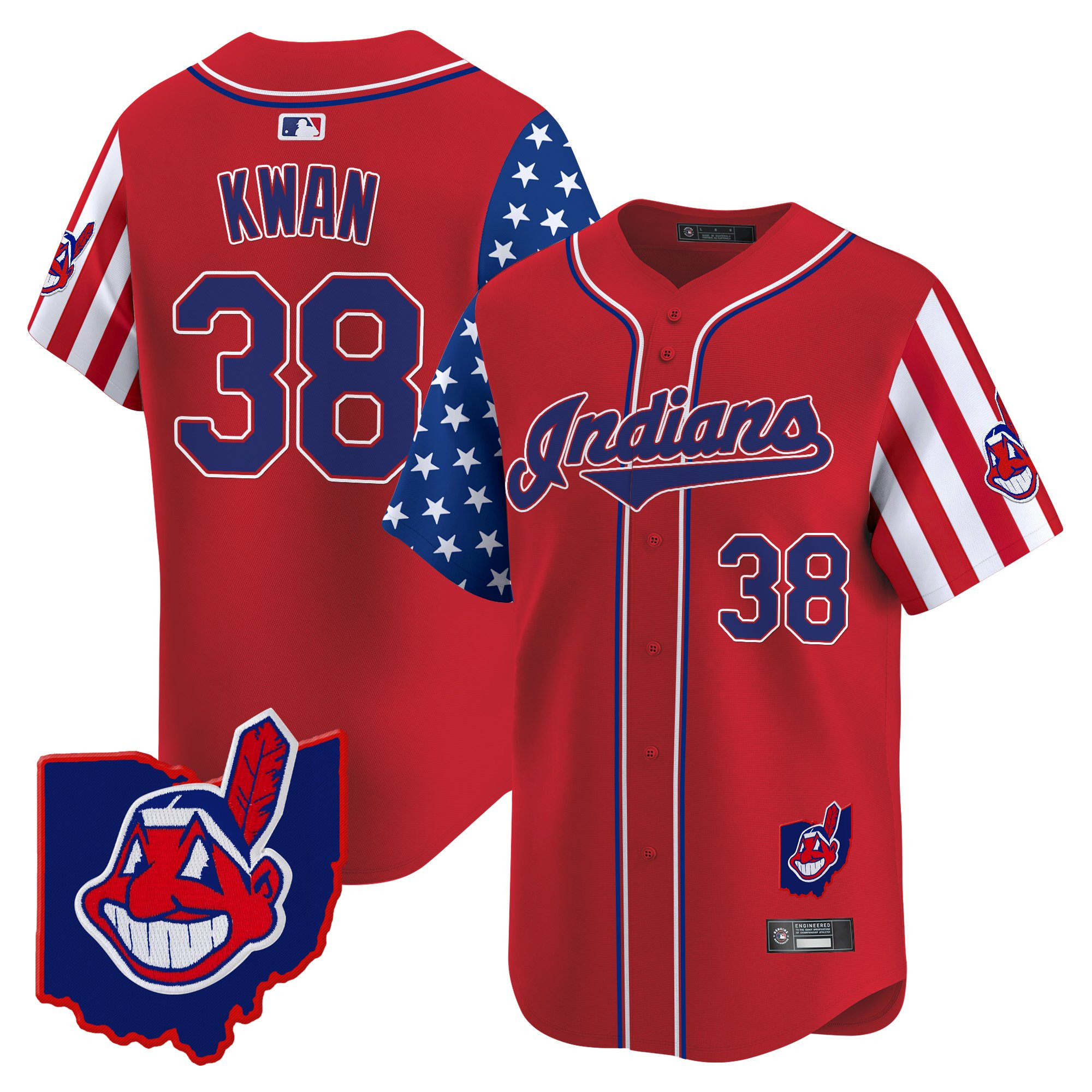 Men's Cleveland Indians 2025 Independence Day Vapor Premier Limited Jersey - All Stitched - Image 11