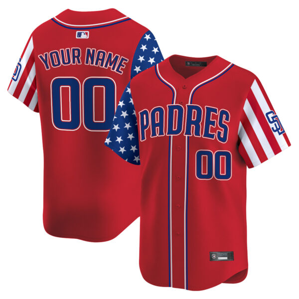 San Diego Padres 2025 Independence Day Vapor Premier Limited Custom Jersey - All Stitched - Image 2