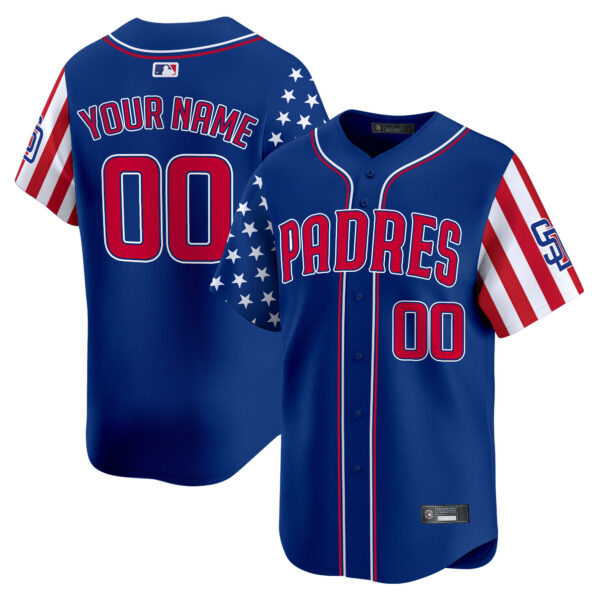 San Diego Padres 2025 Independence Day Vapor Premier Limited Custom Jersey - All Stitched - Image 3