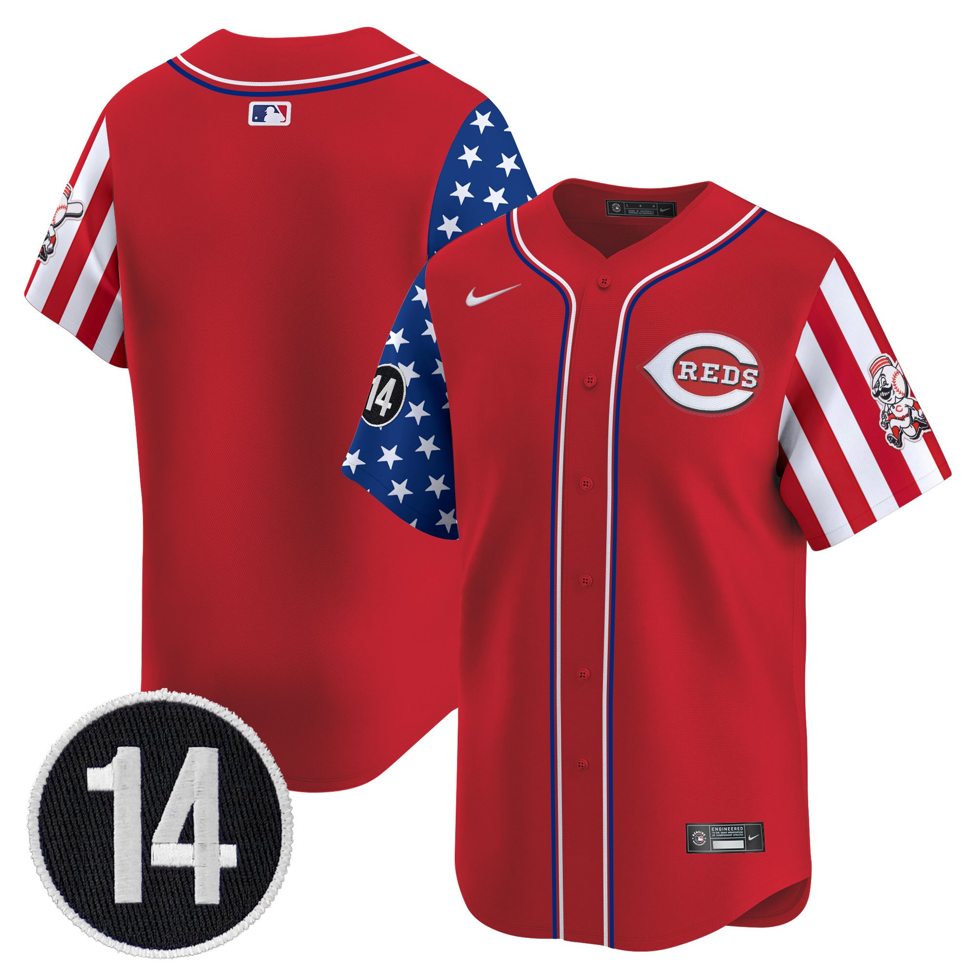 Men's Cincinnati Reds 2025 Independence Day Vapor Premier Limited Jersey - Pete Rose Patch - All Stitched - Image 18