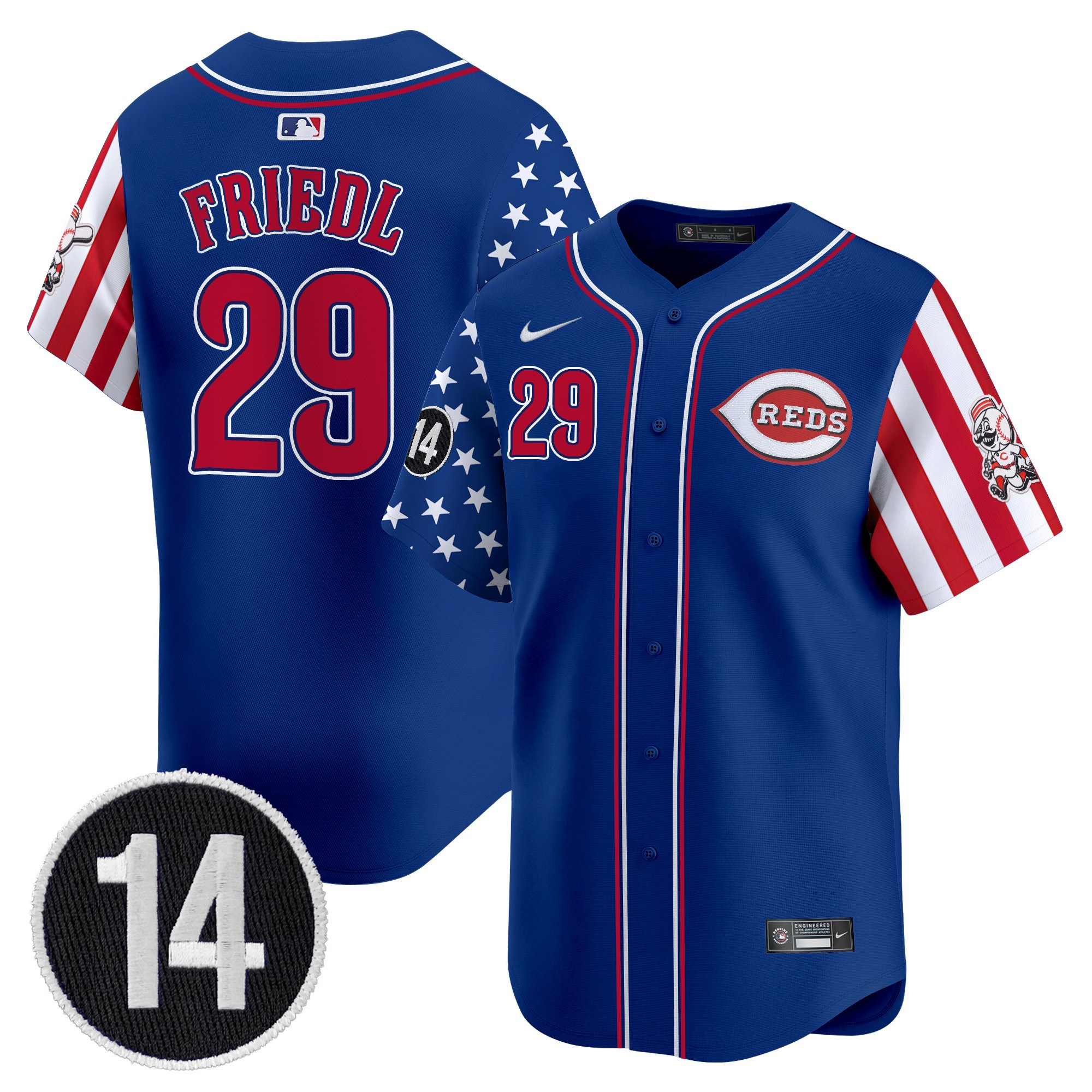 Men's Cincinnati Reds 2025 Independence Day Vapor Premier Limited Jersey - Pete Rose Patch - All Stitched - Image 23