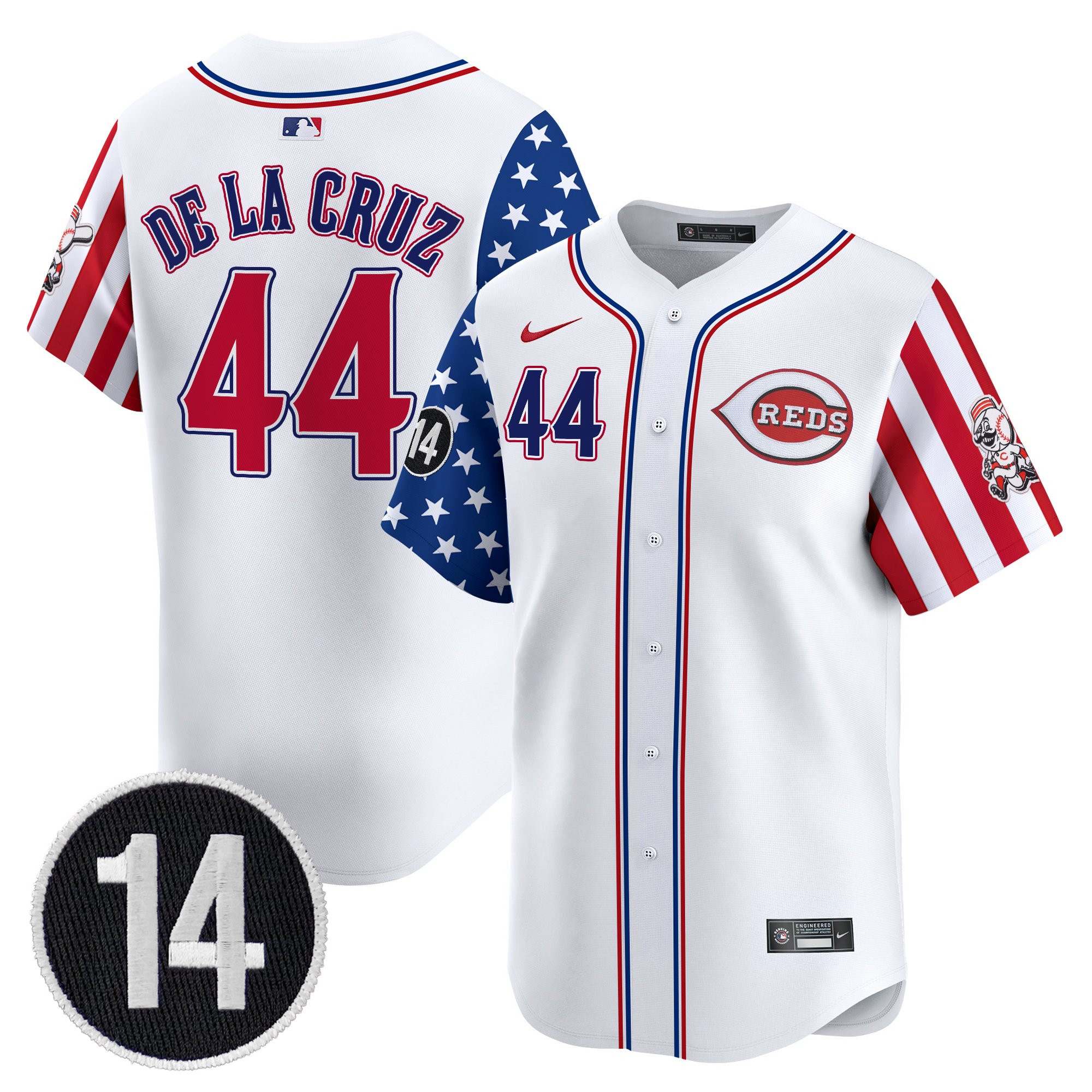 Men's Cincinnati Reds 2025 Independence Day Vapor Premier Limited Jersey - Pete Rose Patch - All Stitched - Image 2