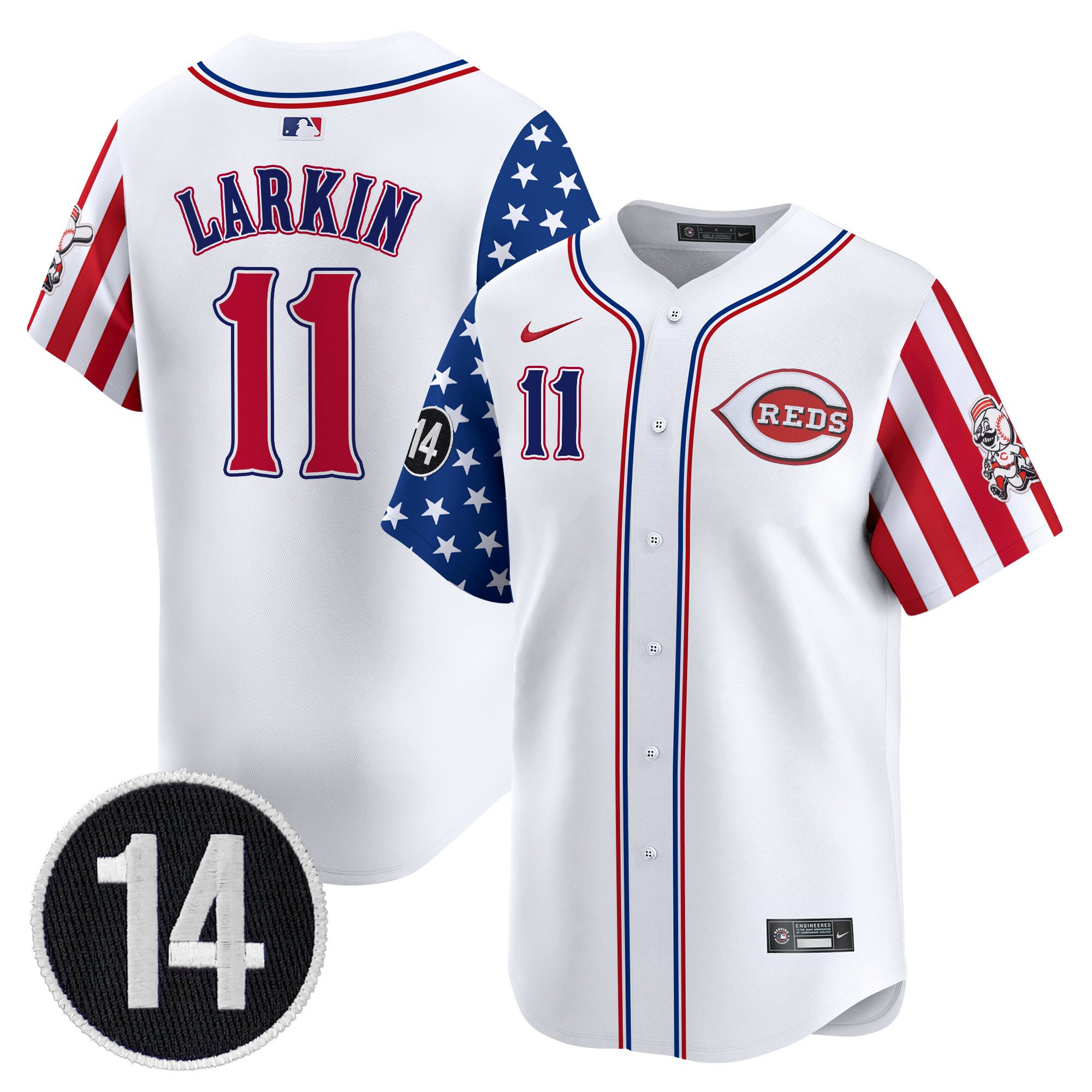 Men's Cincinnati Reds 2025 Independence Day Vapor Premier Limited Jersey - Pete Rose Patch - All Stitched - Image 3