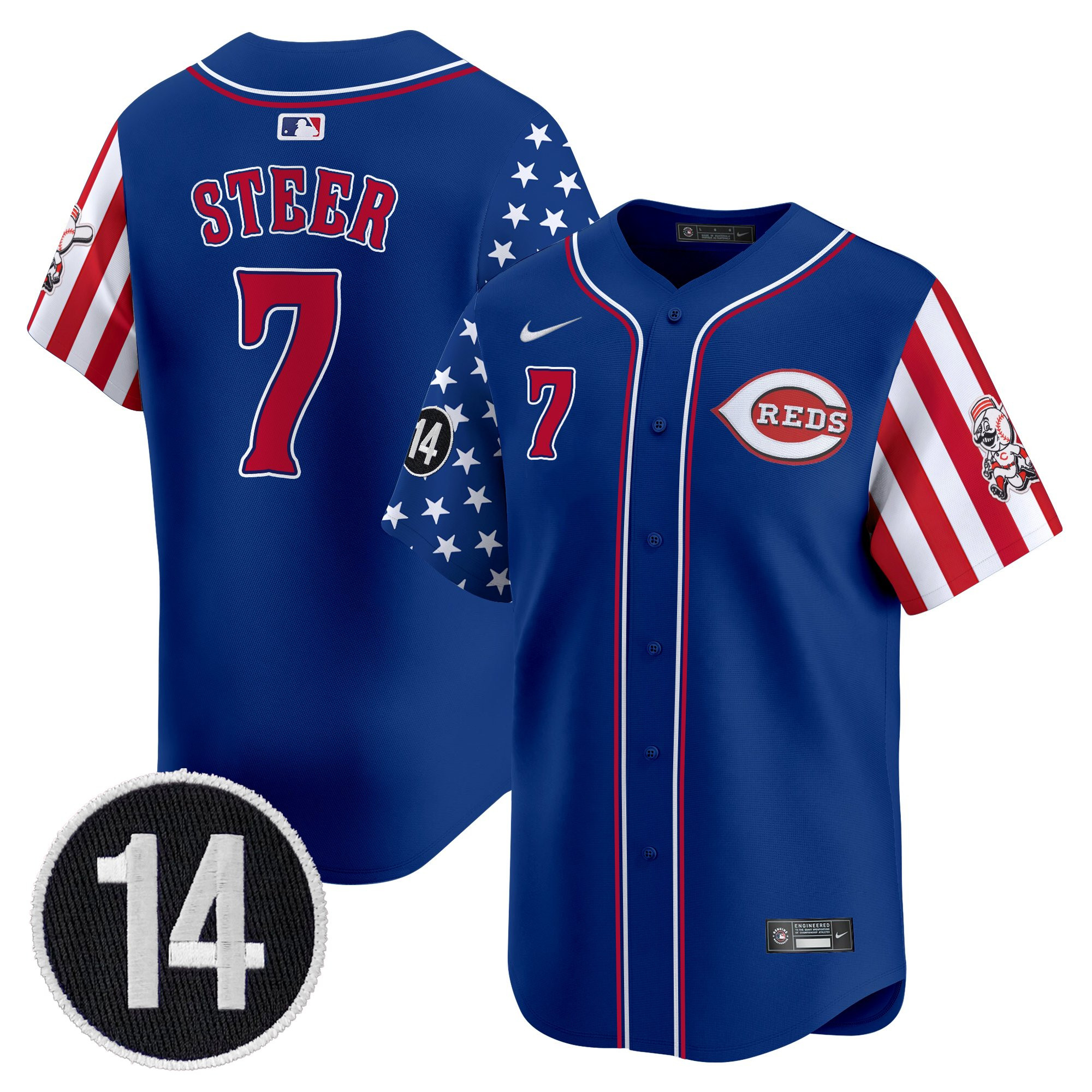 Men's Cincinnati Reds 2025 Independence Day Vapor Premier Limited Jersey - Pete Rose Patch - All Stitched - Image 24