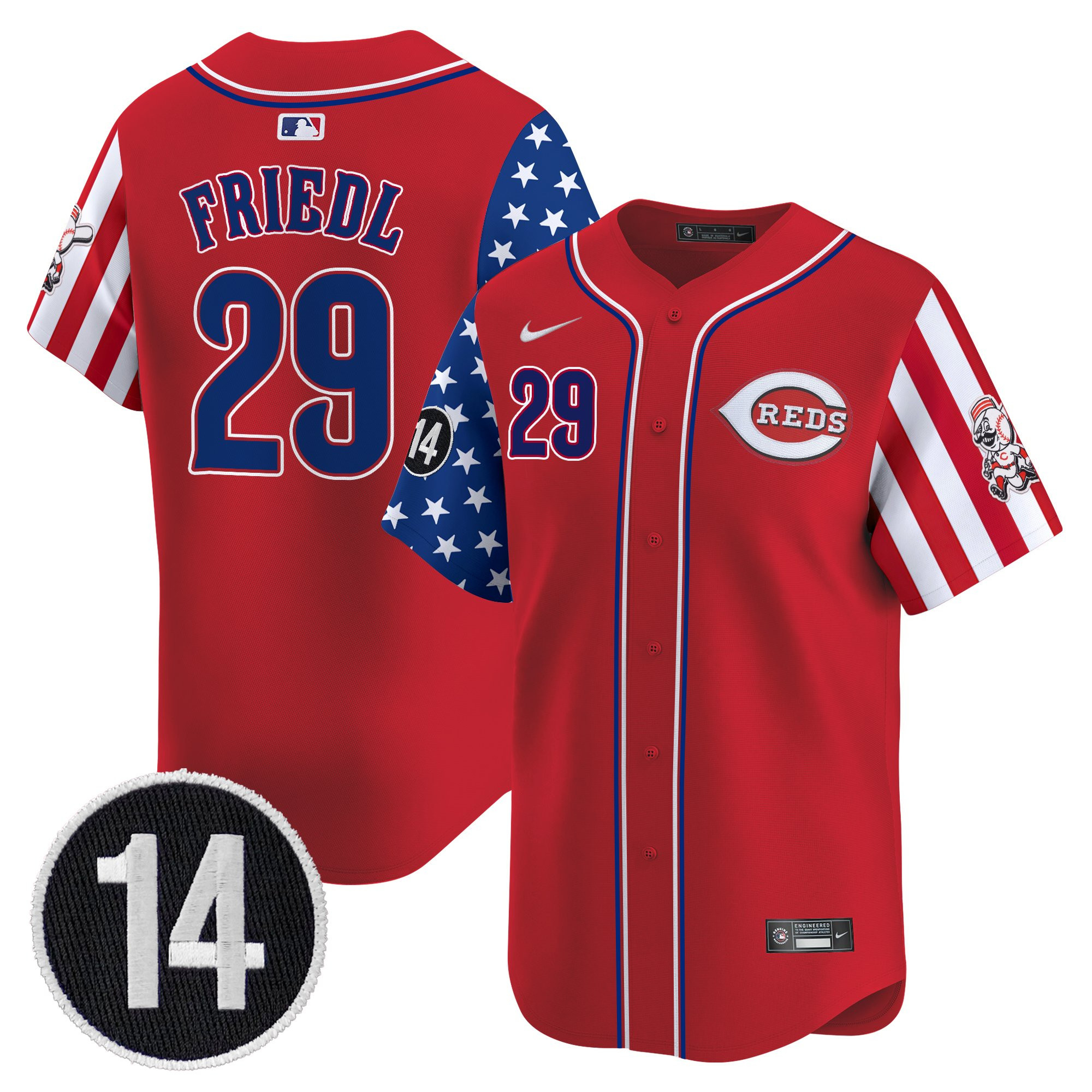 Men's Cincinnati Reds 2025 Independence Day Vapor Premier Limited Jersey - Pete Rose Patch - All Stitched - Image 14