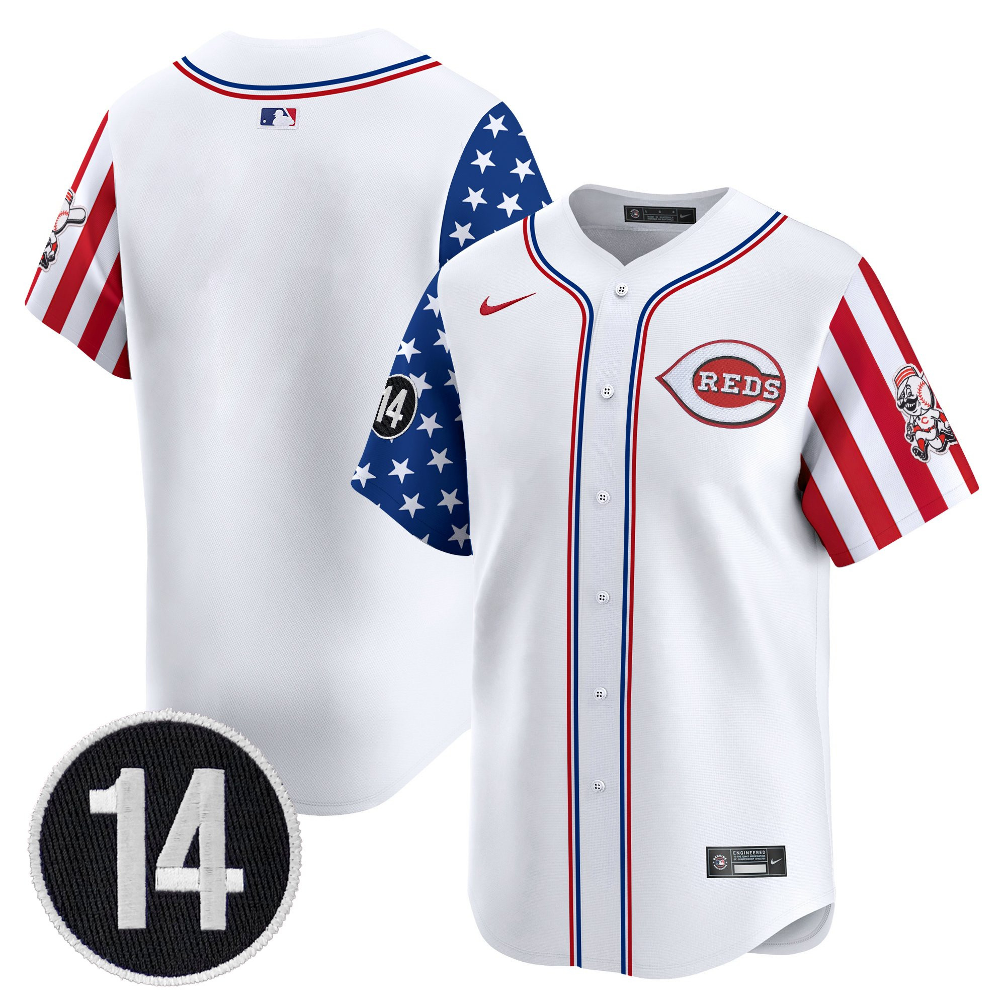 Men's Cincinnati Reds 2025 Independence Day Vapor Premier Limited Jersey - Pete Rose Patch - All Stitched - Image 9
