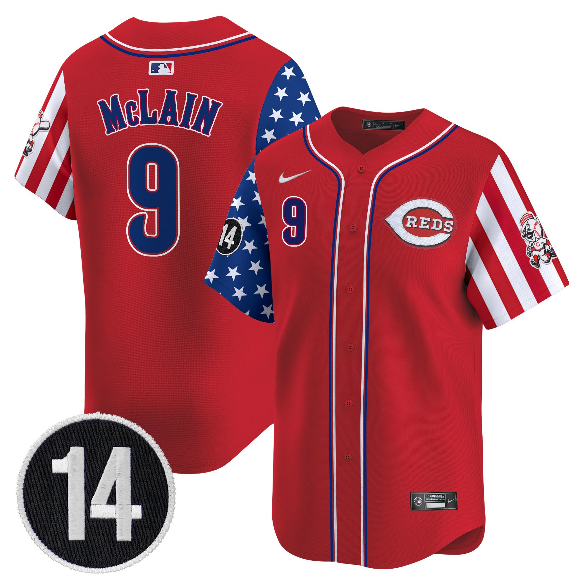 Men's Cincinnati Reds 2025 Independence Day Vapor Premier Limited Jersey - Pete Rose Patch - All Stitched - Image 16
