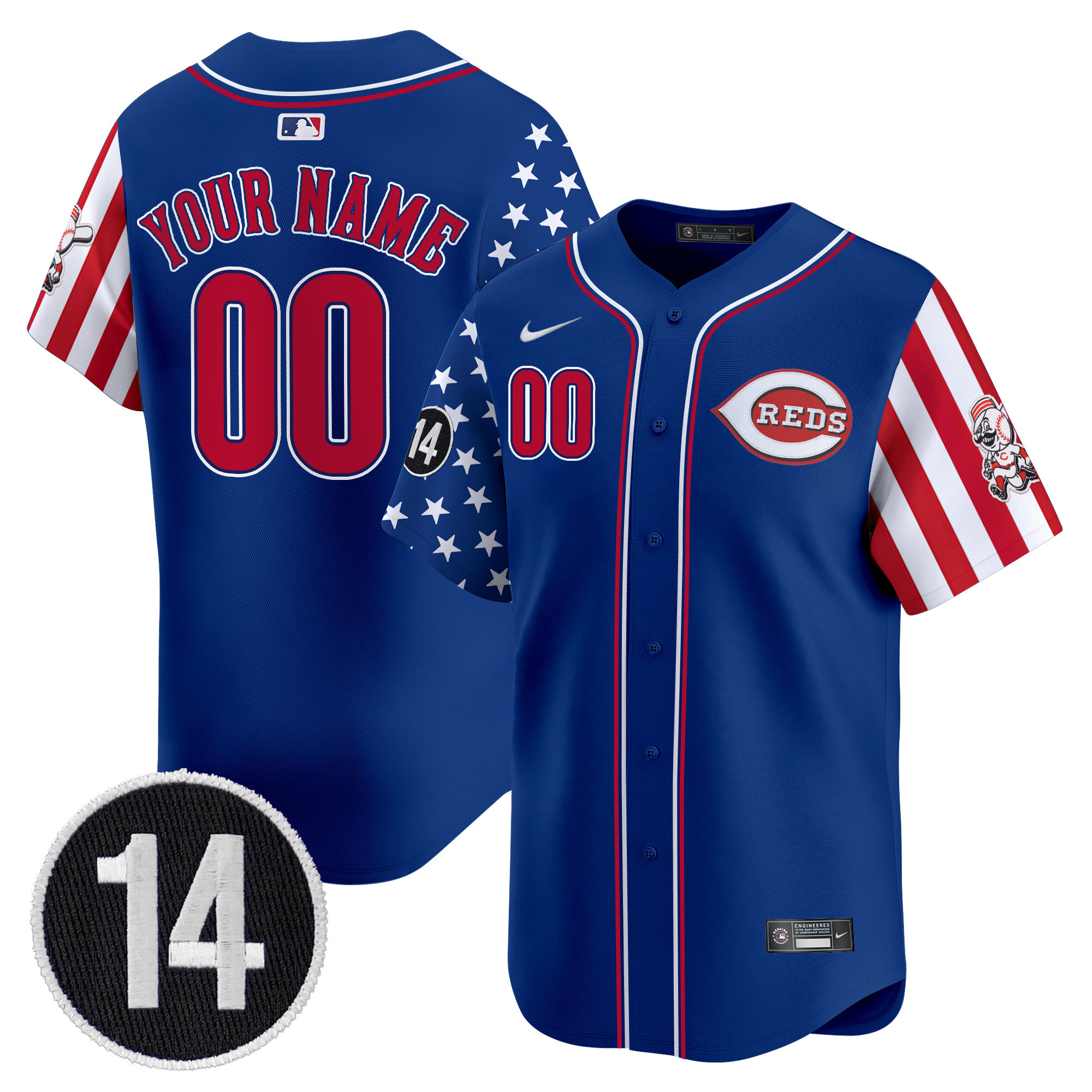 Cincinnati Reds 2025 Independence Day Vapor Premier Limited Custom Jersey - Pete Rose Patch - All Stitched - Image 3