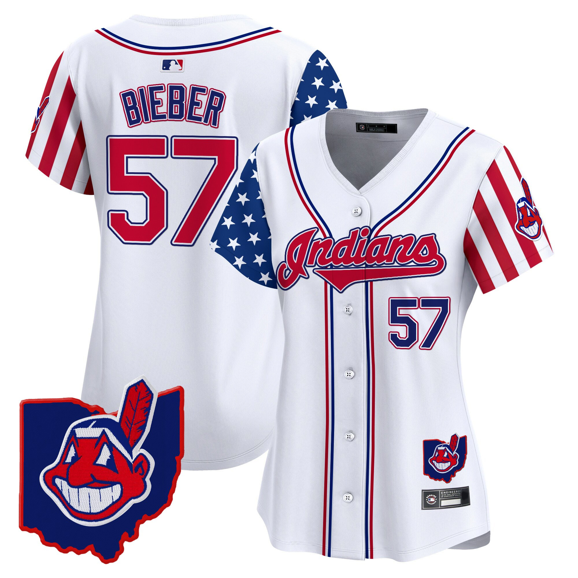 Women's Cleveland Indians 2025 Independence Day Vapor Premier Limited Jersey - All Stitched - Image 2
