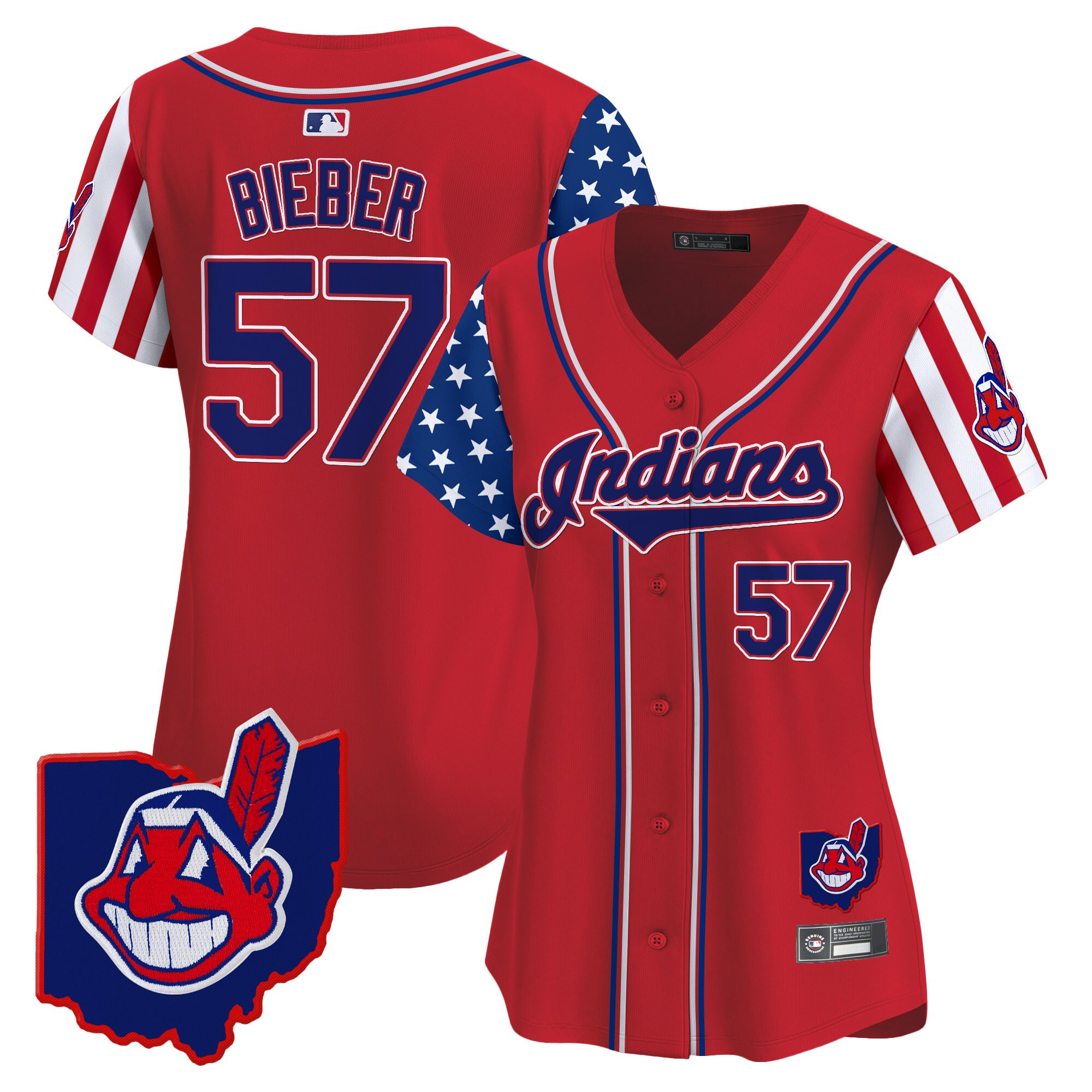 Women's Cleveland Indians 2025 Independence Day Vapor Premier Limited Jersey - All Stitched - Image 10