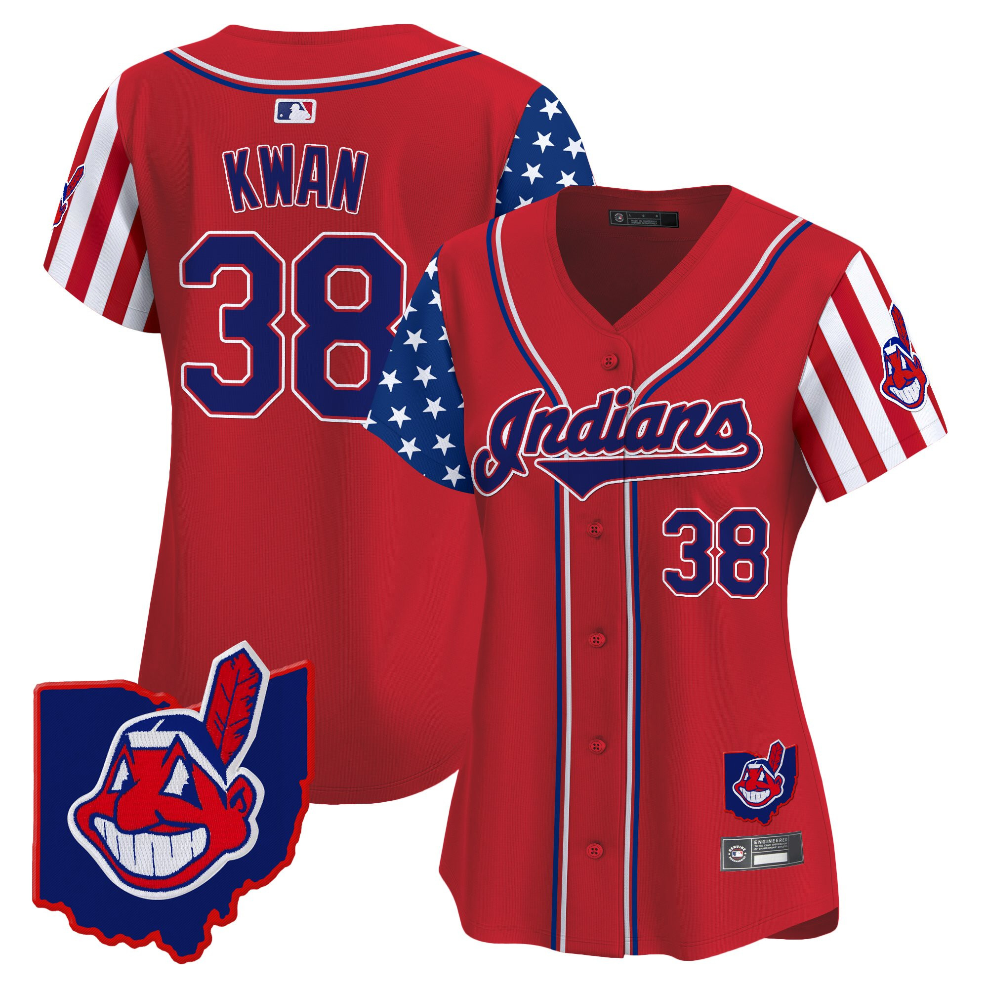 Women's Cleveland Indians 2025 Independence Day Vapor Premier Limited Jersey - All Stitched - Image 11