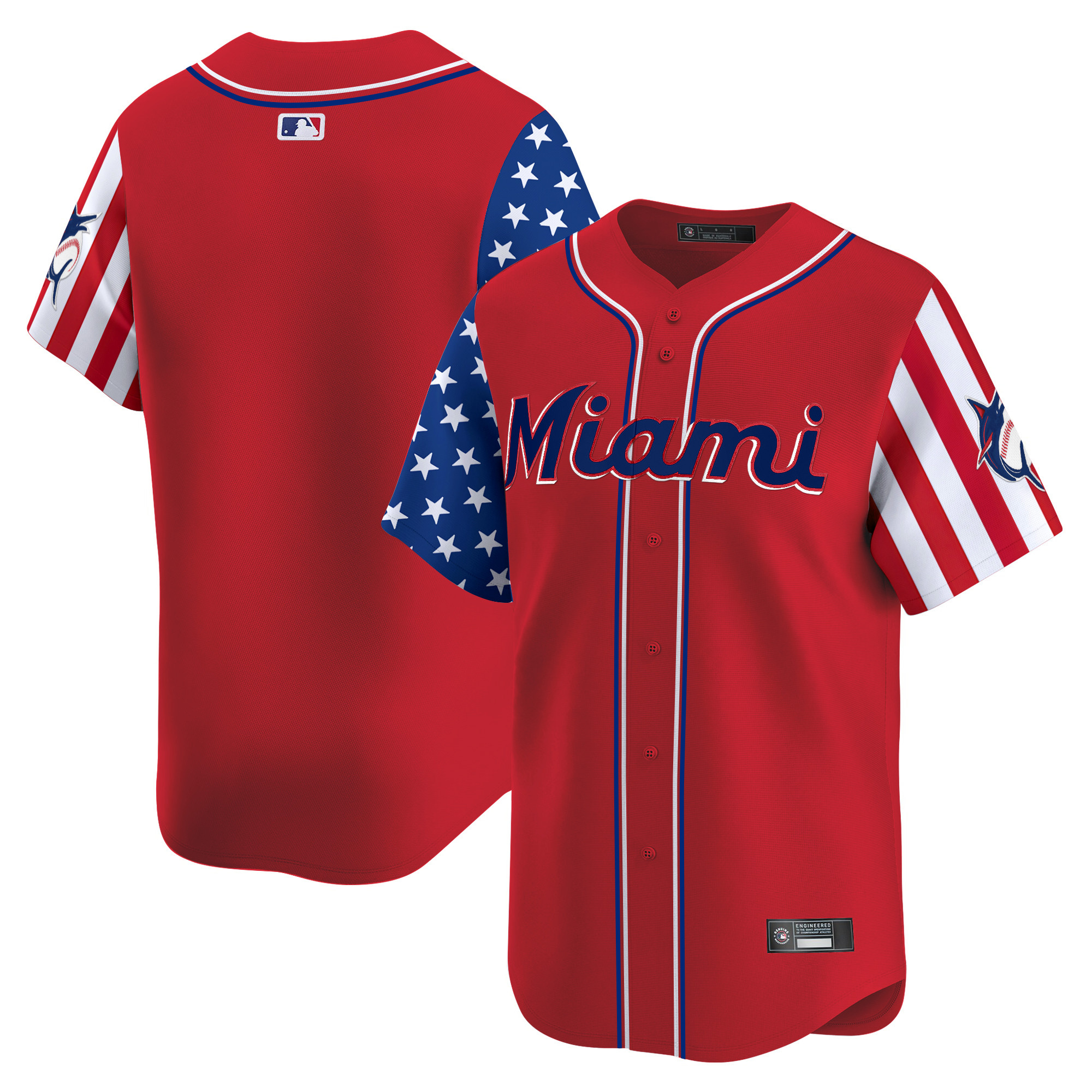 Men's Miami Marlins 2025 Independence Day Vapor Premier Limited Jersey - All Stitched - Image 16