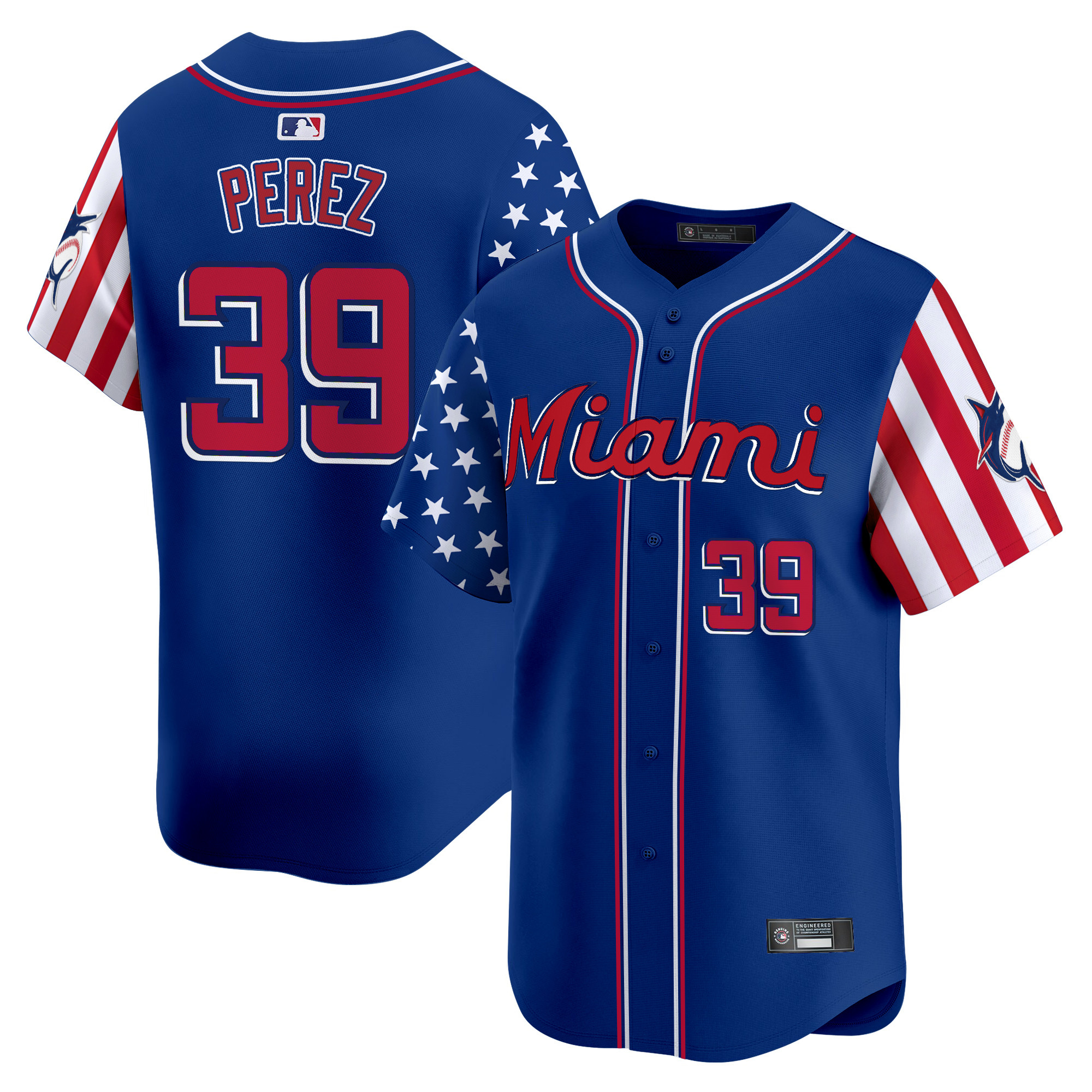 Men's Miami Marlins 2025 Independence Day Vapor Premier Limited Jersey - All Stitched - Image 20