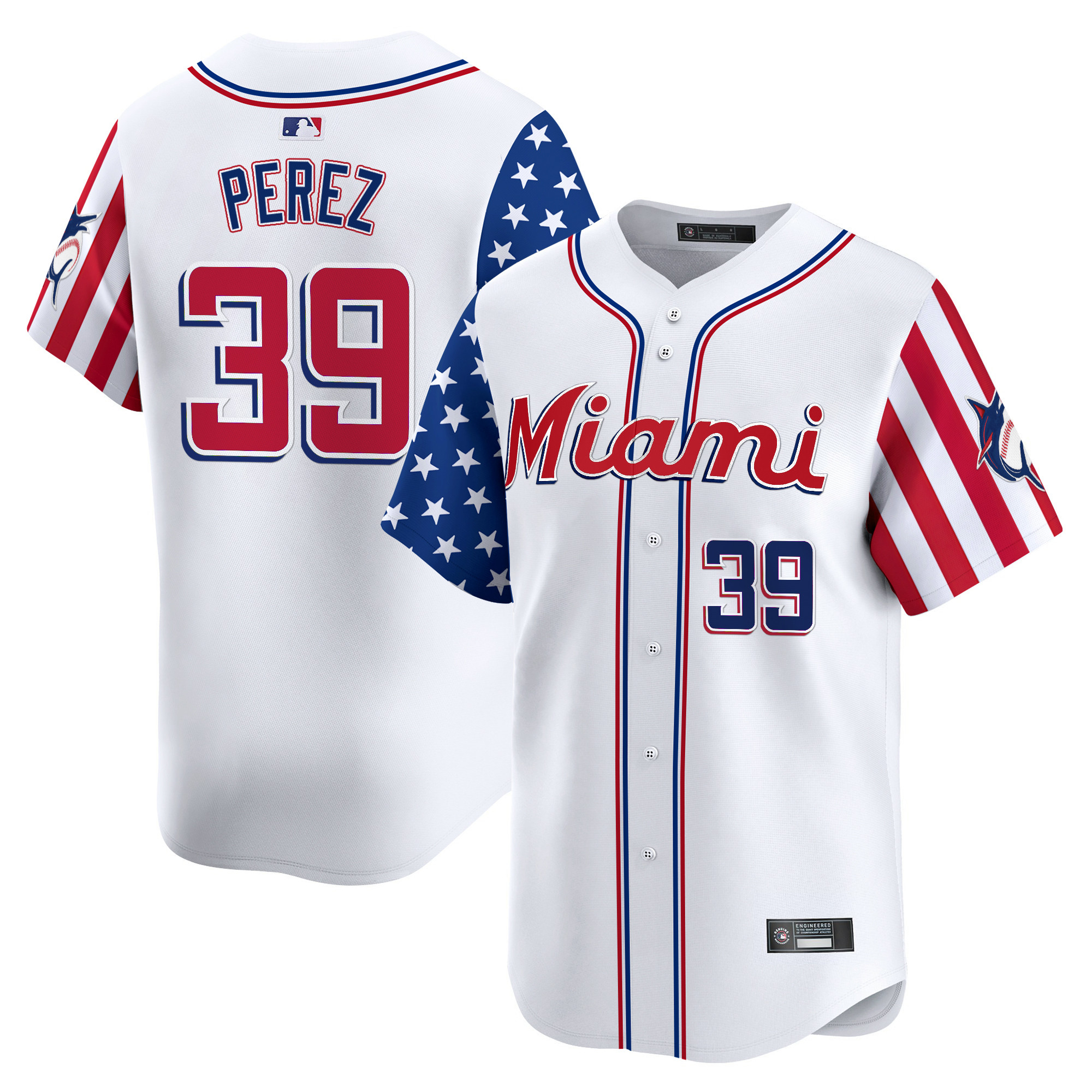 Men's Miami Marlins 2025 Independence Day Vapor Premier Limited Jersey - All Stitched - Image 4