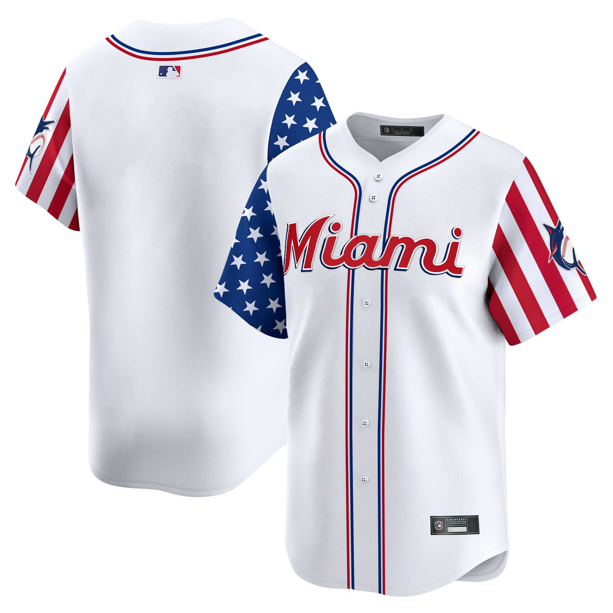 Men's Miami Marlins 2025 Independence Day Vapor Premier Limited Jersey - All Stitched - Image 8