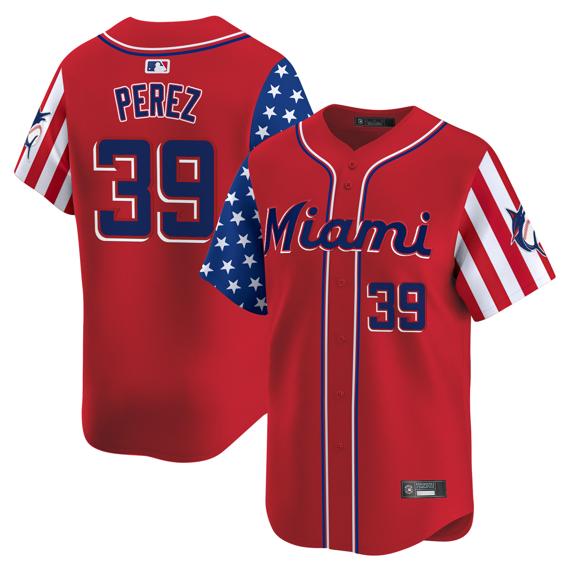 Men's Miami Marlins 2025 Independence Day Vapor Premier Limited Jersey - All Stitched - Image 12