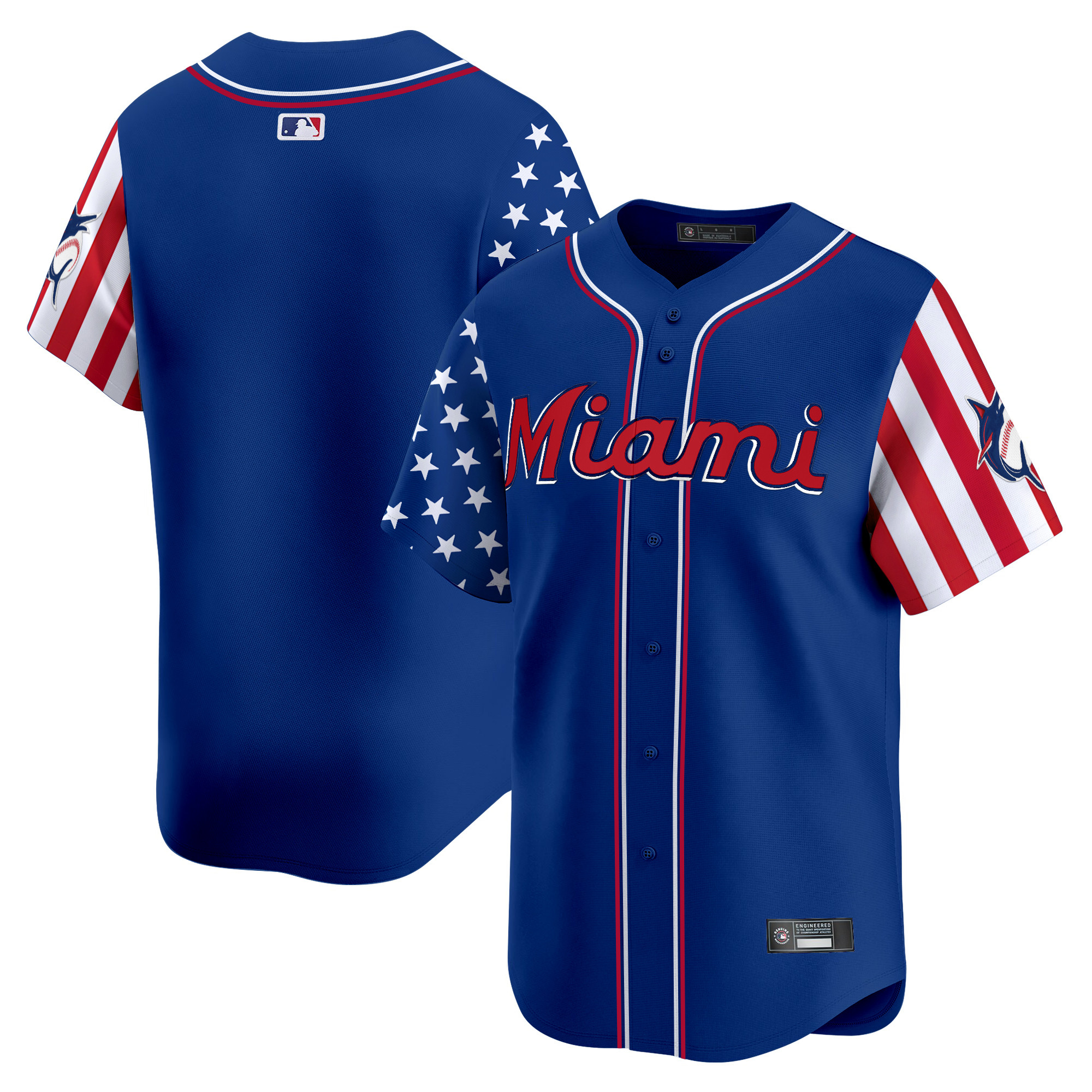 Men's Miami Marlins 2025 Independence Day Vapor Premier Limited Jersey - All Stitched - Image 24