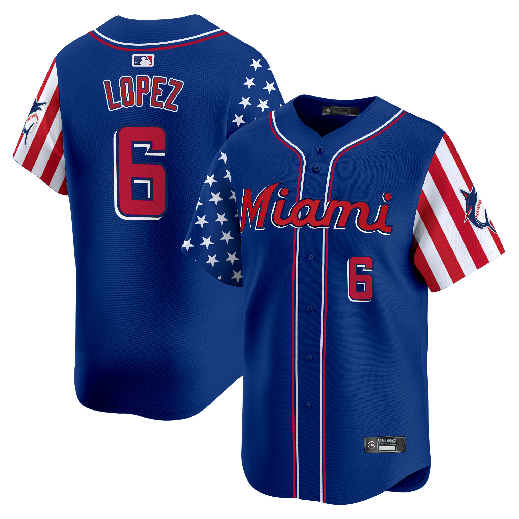 Men's Miami Marlins 2025 Independence Day Vapor Premier Limited Jersey - All Stitched - Image 22
