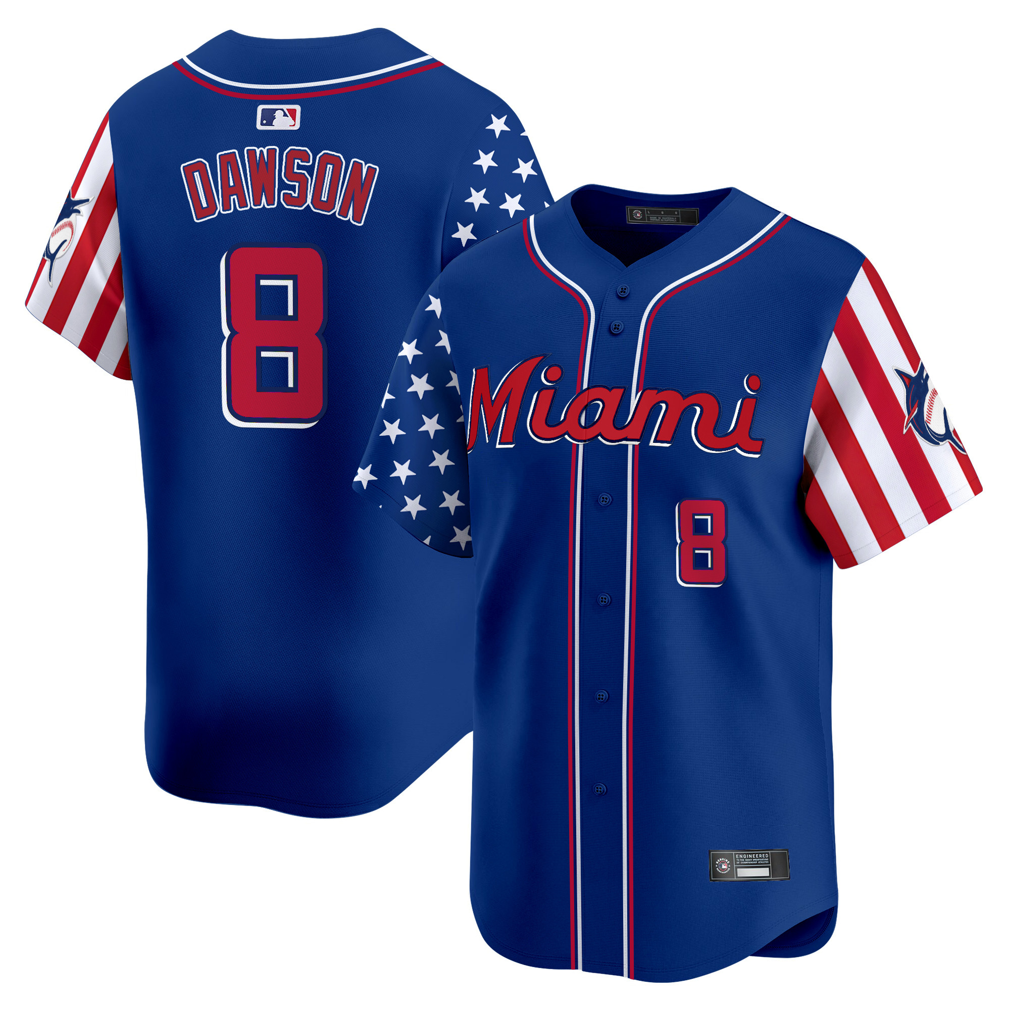 Men's Miami Marlins 2025 Independence Day Vapor Premier Limited Jersey - All Stitched - Image 23