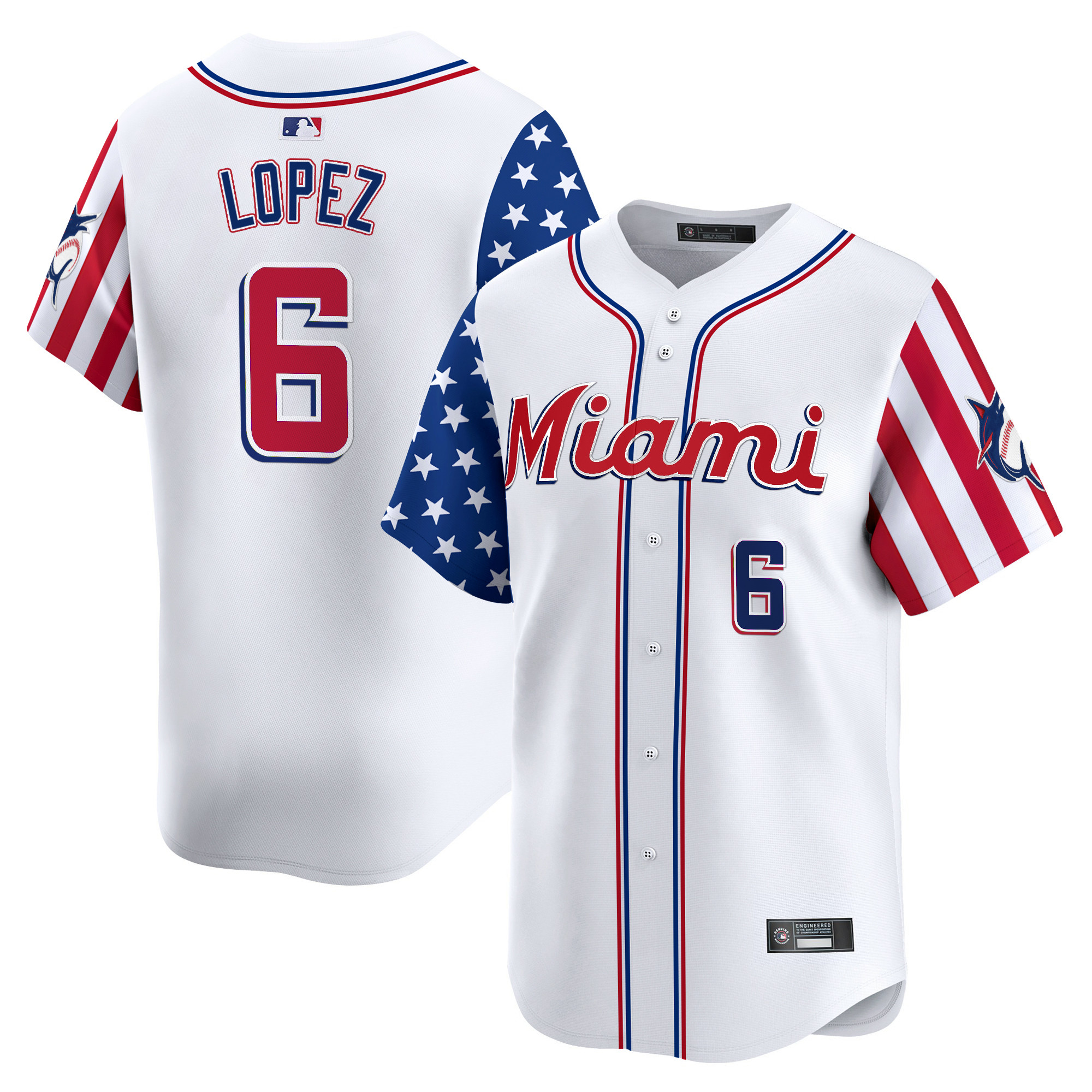 Men's Miami Marlins 2025 Independence Day Vapor Premier Limited Jersey - All Stitched - Image 6