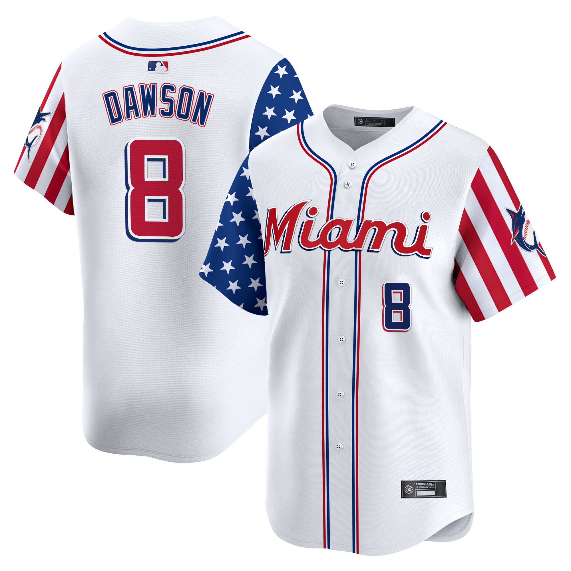 Men's Miami Marlins 2025 Independence Day Vapor Premier Limited Jersey - All Stitched - Image 7