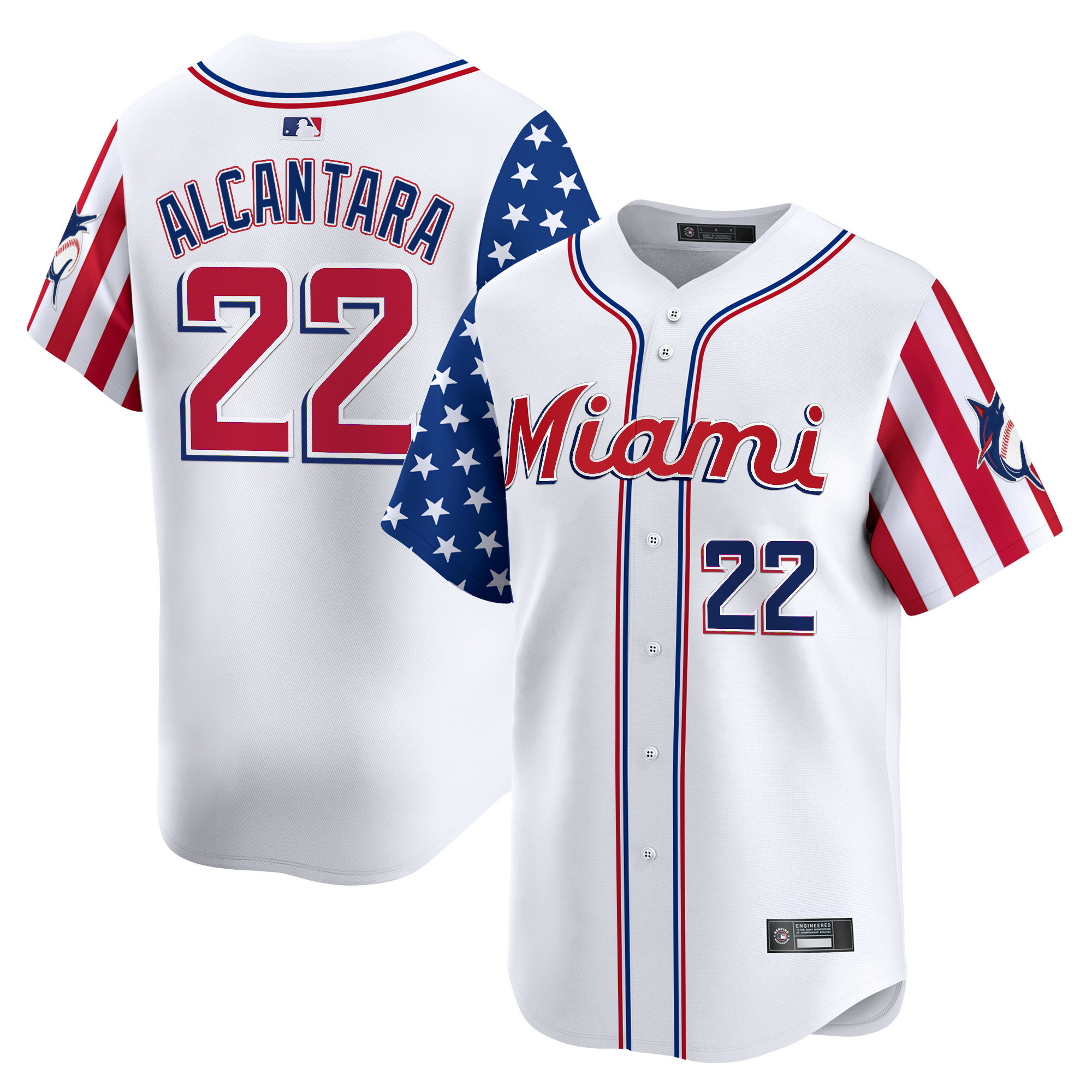 Men's Miami Marlins 2025 Independence Day Vapor Premier Limited Jersey - All Stitched - Image 2