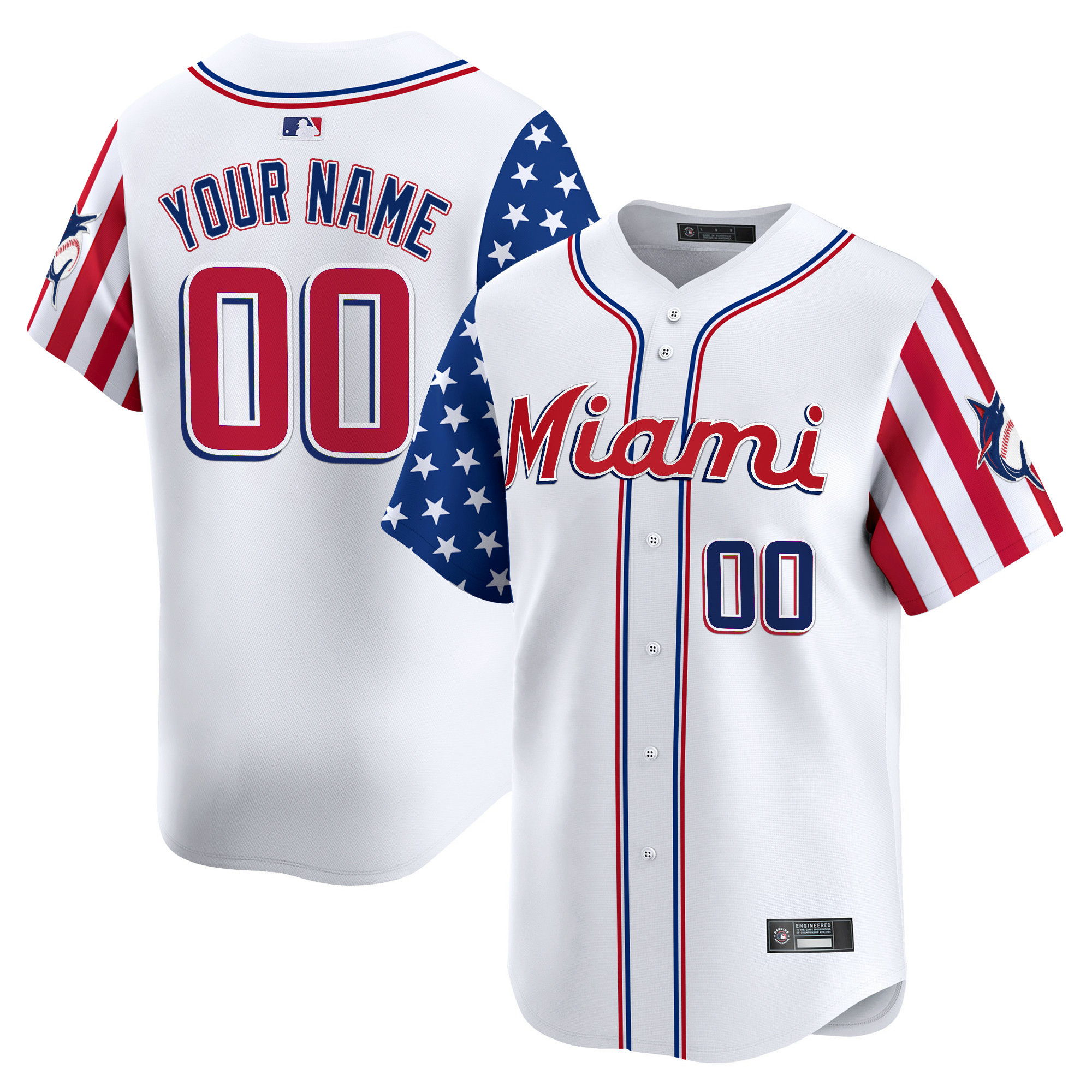 Miami Marlins 2025 Independence Day Vapor Premier Limited Custom Jersey - All Stitched