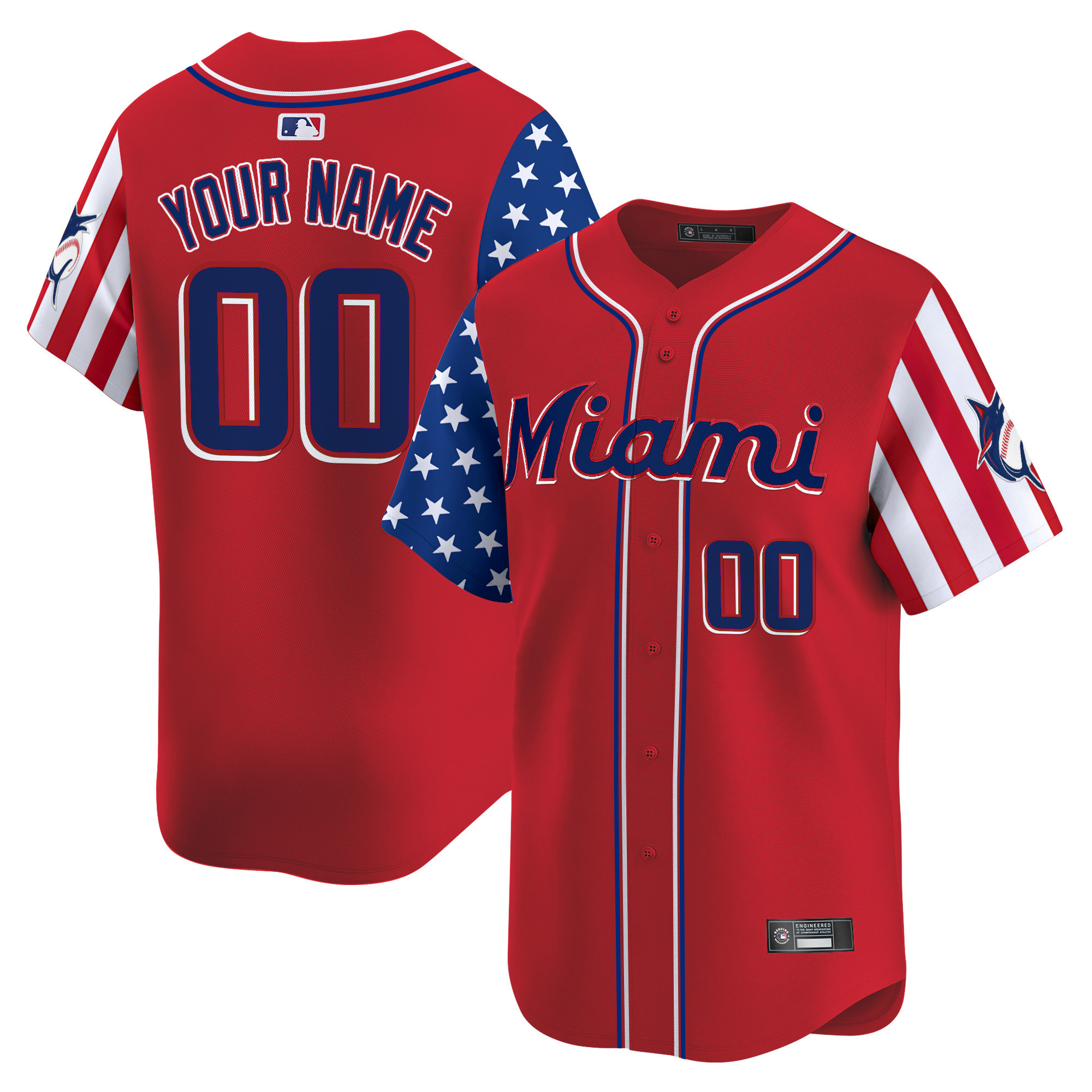Miami Marlins 2025 Independence Day Vapor Premier Limited Custom Jersey - All Stitched - Image 2