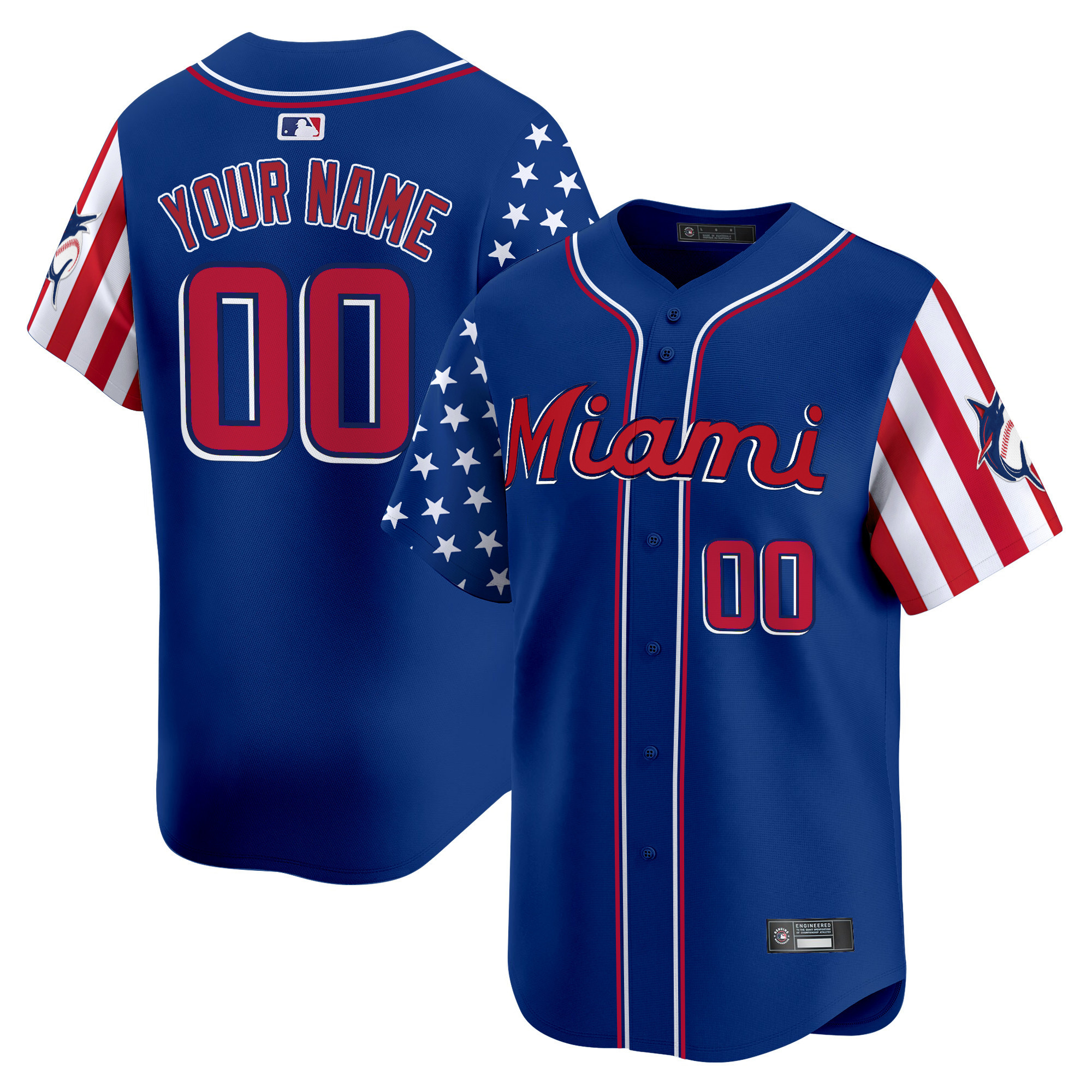 Miami Marlins 2025 Independence Day Vapor Premier Limited Custom Jersey - All Stitched - Image 3