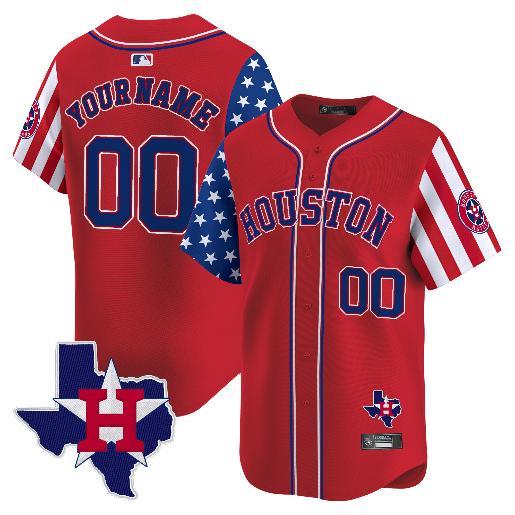 Houston Astros 2025 Independence Day Vapor Premier Limited Custom Jersey V2 - All Stitched - Image 2