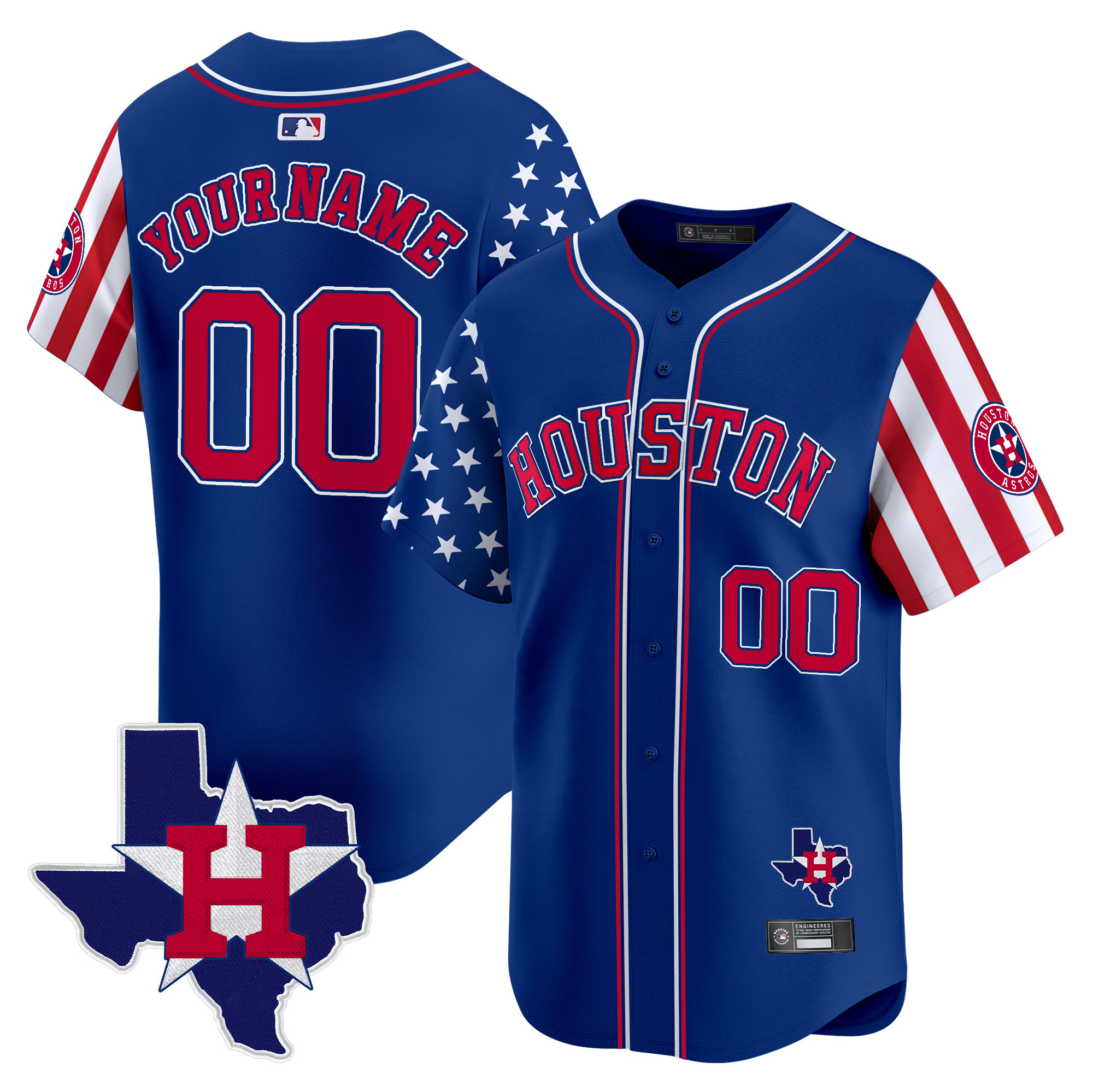 Houston Astros 2025 Independence Day Vapor Premier Limited Custom Jersey V2 - All Stitched - Image 3