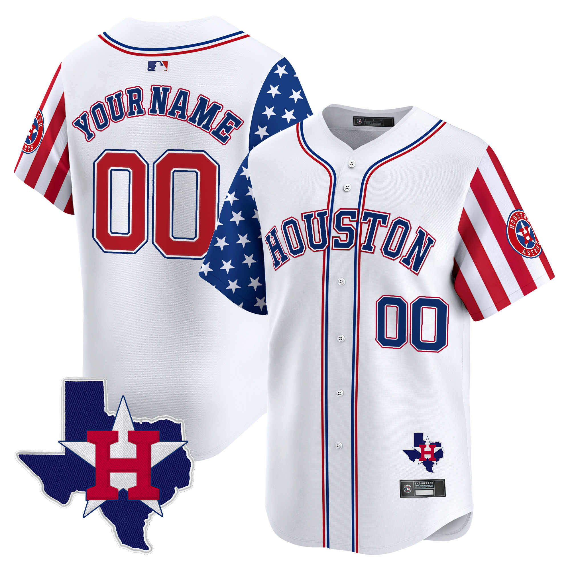 Houston Astros 2025 Independence Day Vapor Premier Limited Custom Jersey V2 - All Stitched