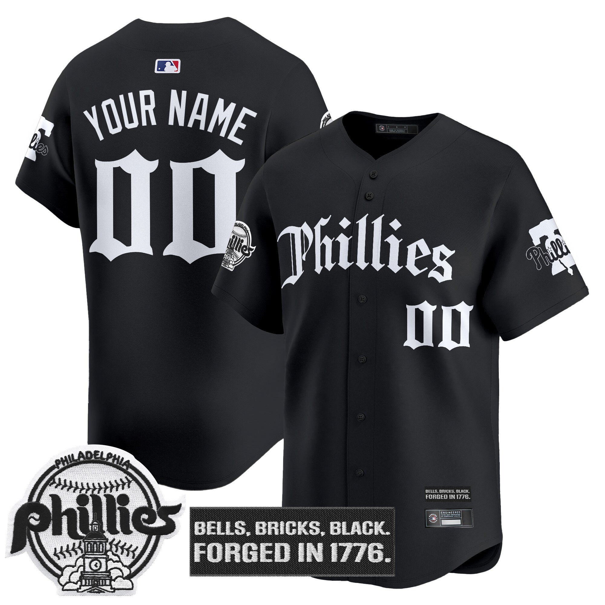 Philadelphia Phillies 'Gothic Liberty Edition' Vapor Premier Limited Custom Jersey - All Stitched